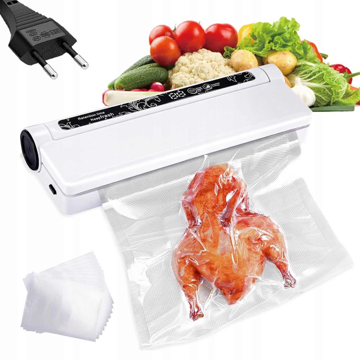 SET VACUUM SEALER 62KPA FOOD PACKAGING MACHINE + VACUUM BAGS