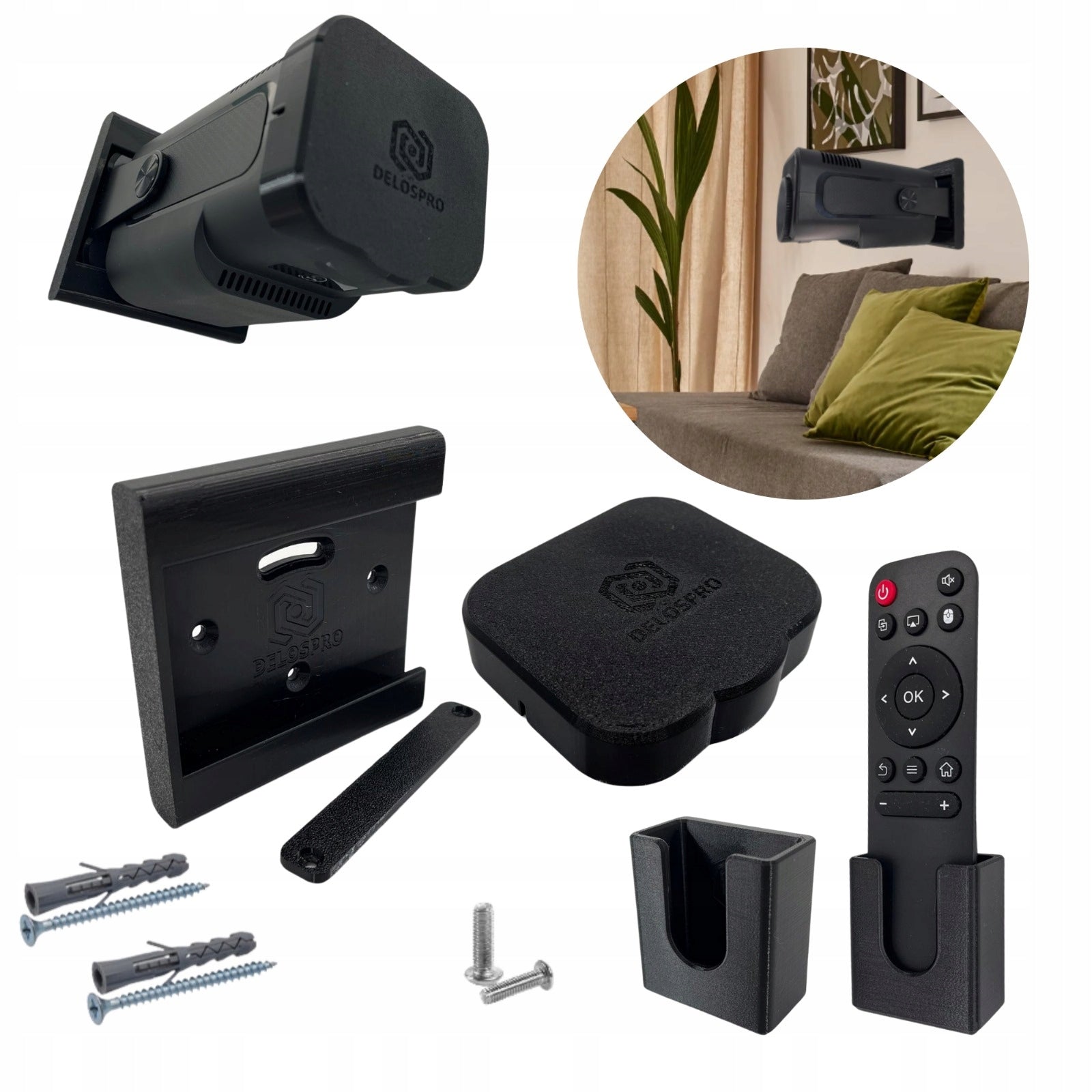 SET WALL MOUNT, COVER, REMOTE CONTROL HOLDER FOR PROJECTOR HY320