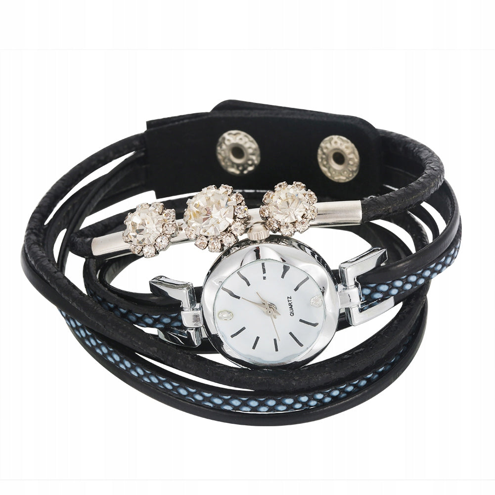 SET WATCH + BRACELET BLACK ELEGANT WOMEN
