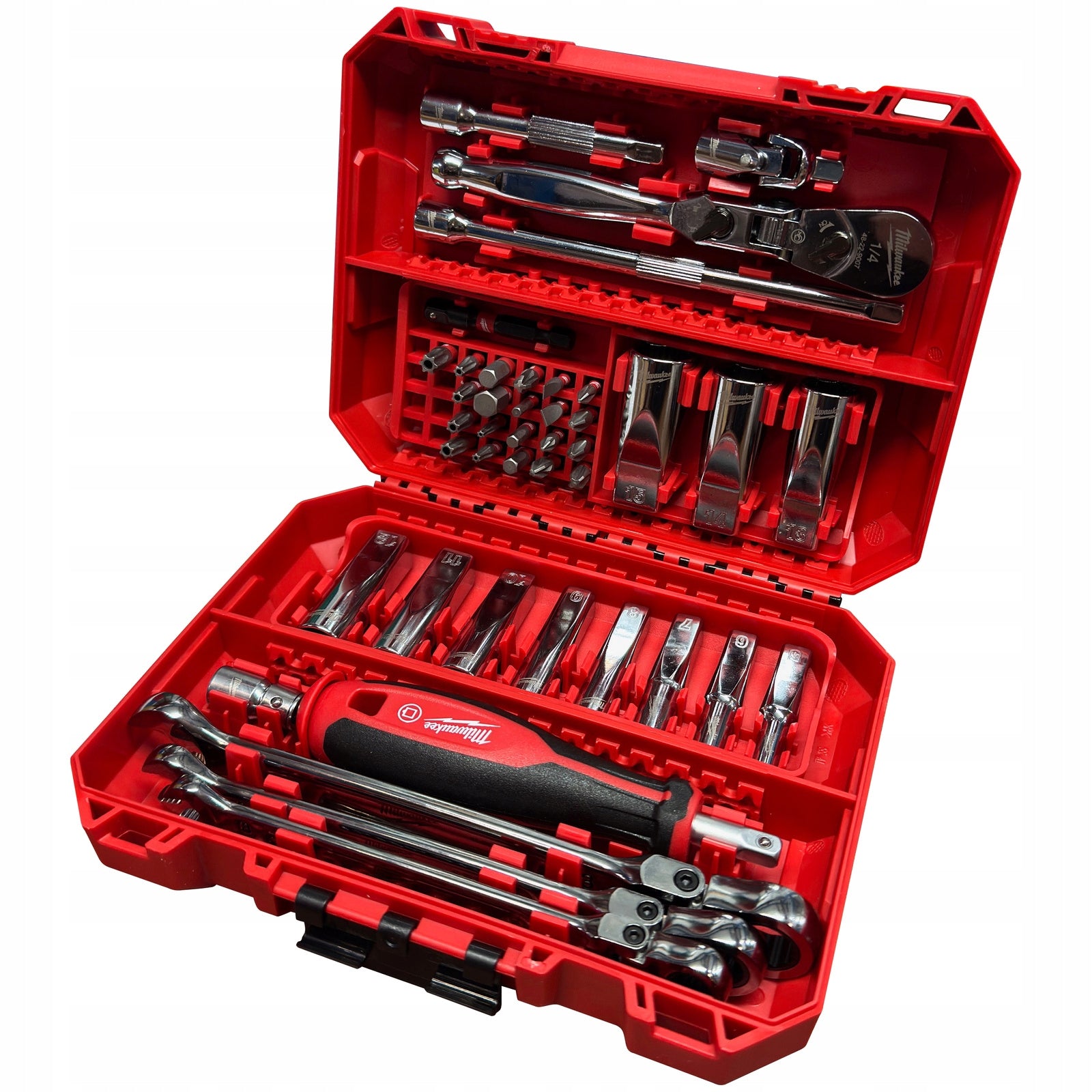 SET WITH RATCHET 1/4" WRENCH AND PREMIUM CAPS MILWAUKEE 4932498382