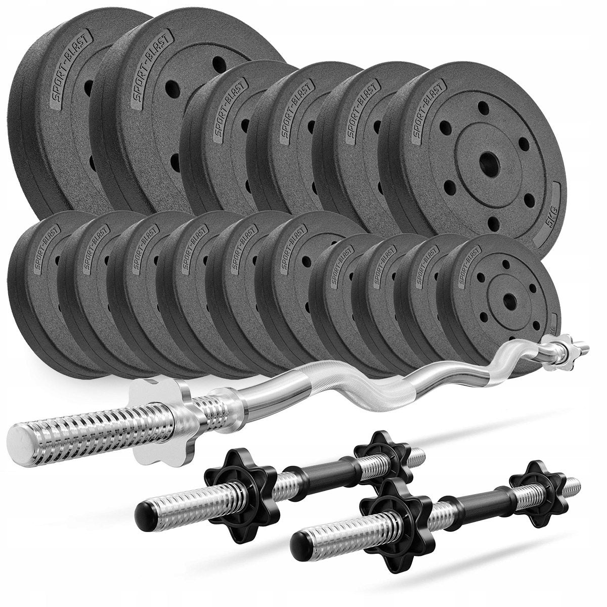 SET for home gym 68kg BARBELL load WITH GRIFFINS OVERLAY dumbbells
