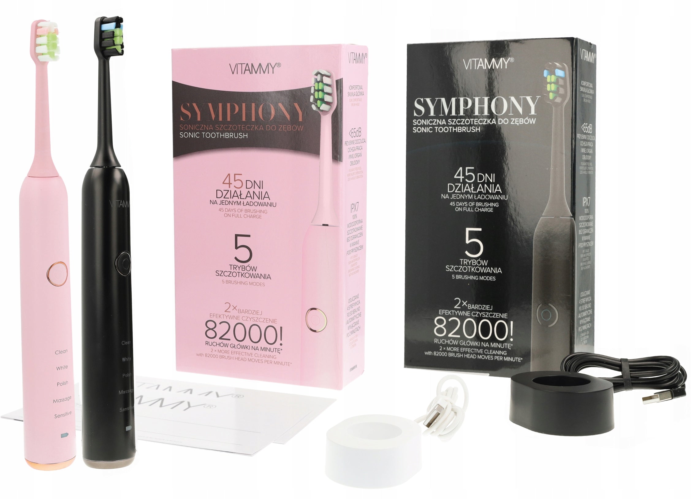 SET x2 ELECTRIC SONIC TOOTHBRUSH VITAMMY SYMPHONY Brand VITAMMY