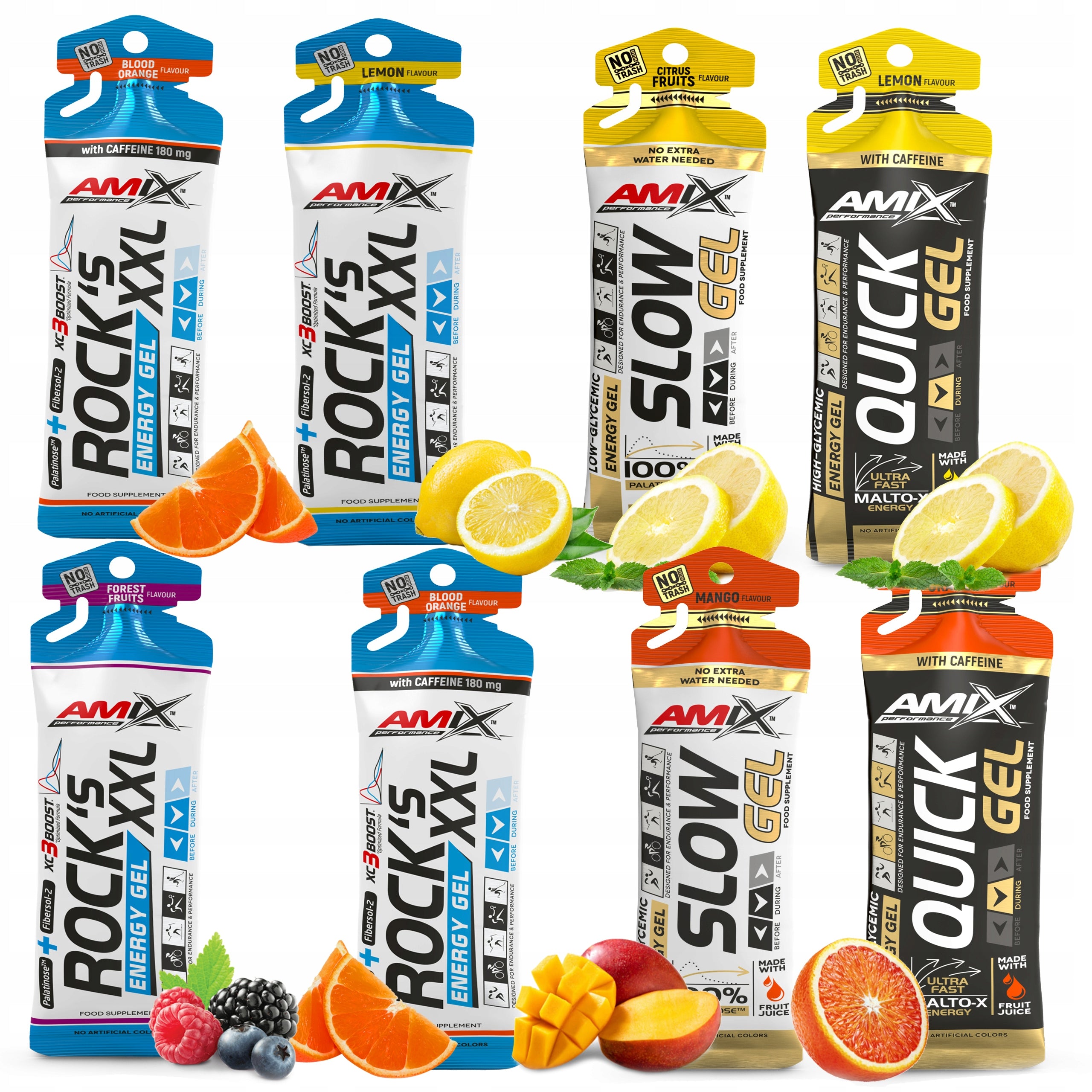 SET x6 Energy Gels with caffeine, without caffeine - for runners cyclists