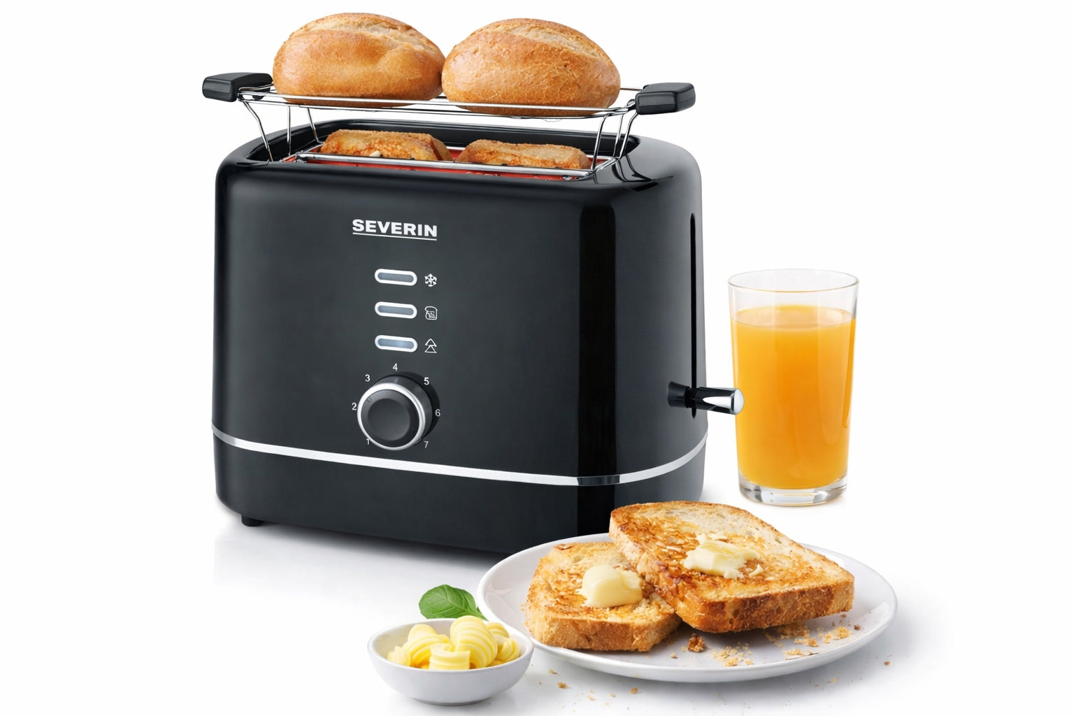SEVERIN AT 4321 Toaster, 850W, black, roll grate, even toasting