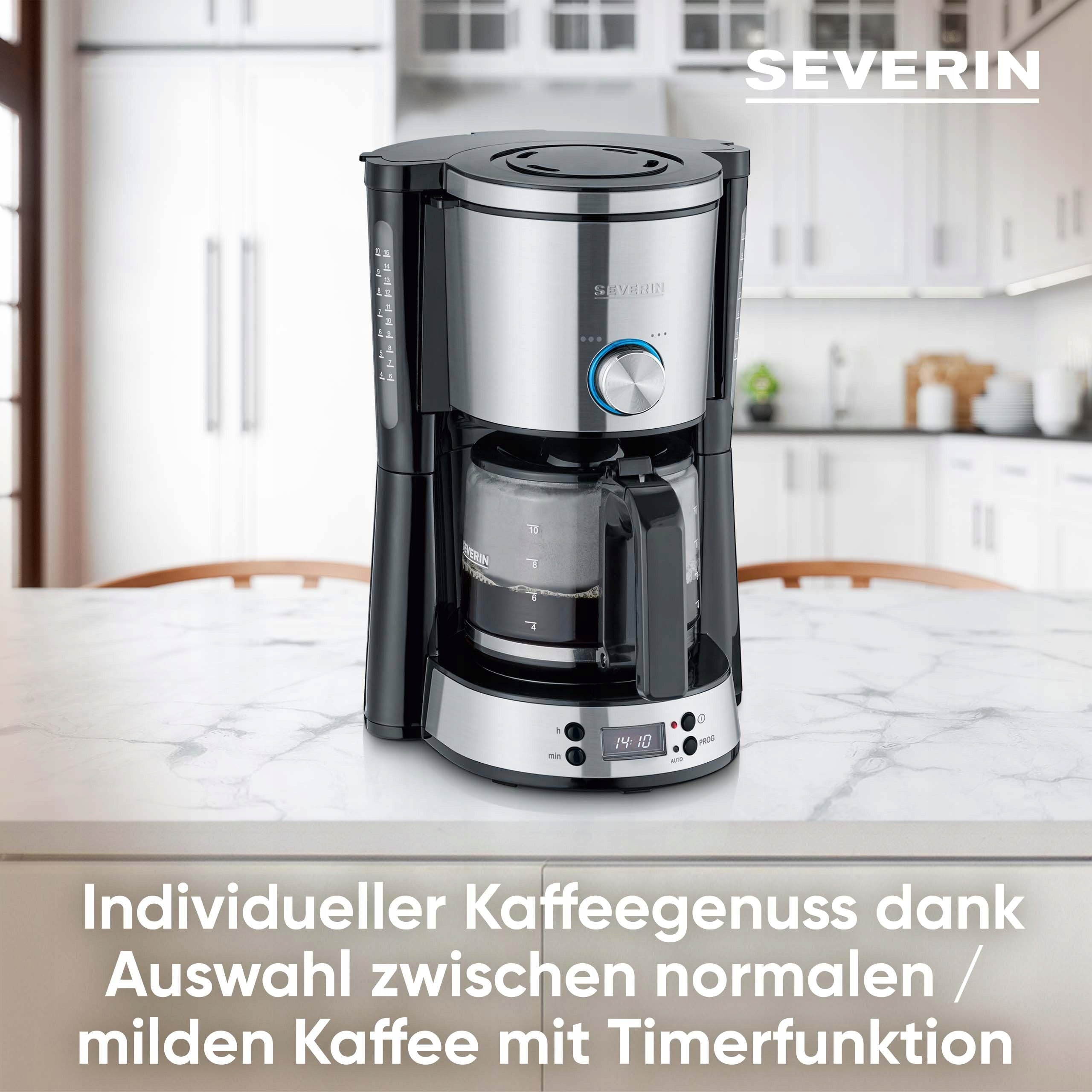 SEVERIN TypeSwitch Coffee Maker With Timer 10 Cups 1000W Black Model 4826-000
