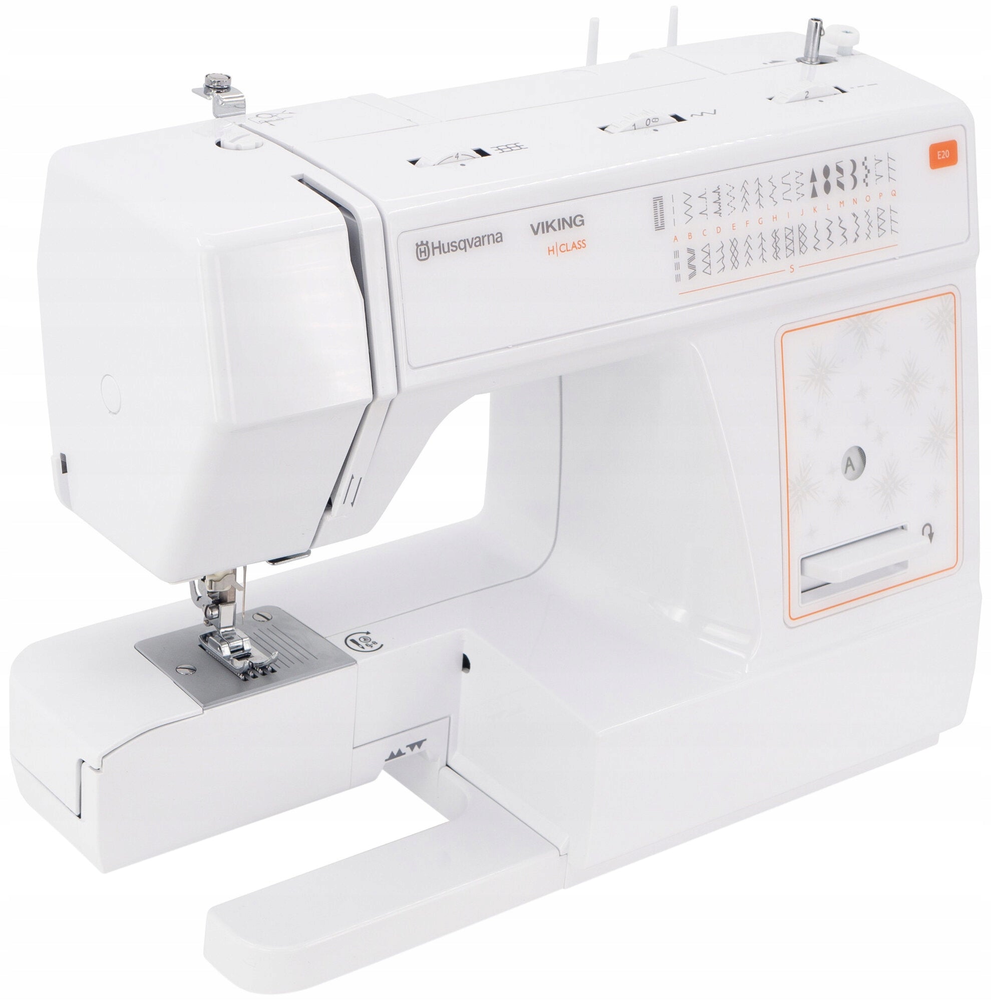 SEWING MACHINE HUSQVARNA VIKING E 20 + EQUIPMENT 32 PROGRAMS Dominant color white