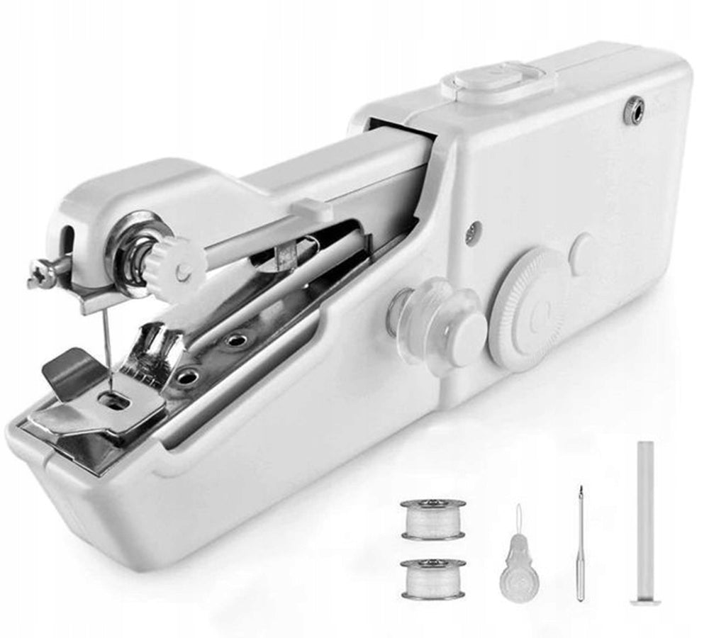 SEWING MACHINE MINI HANDHELD PORTABLE BATTERY TRAVEL NEEDLE 3x THREAD Packaging status original