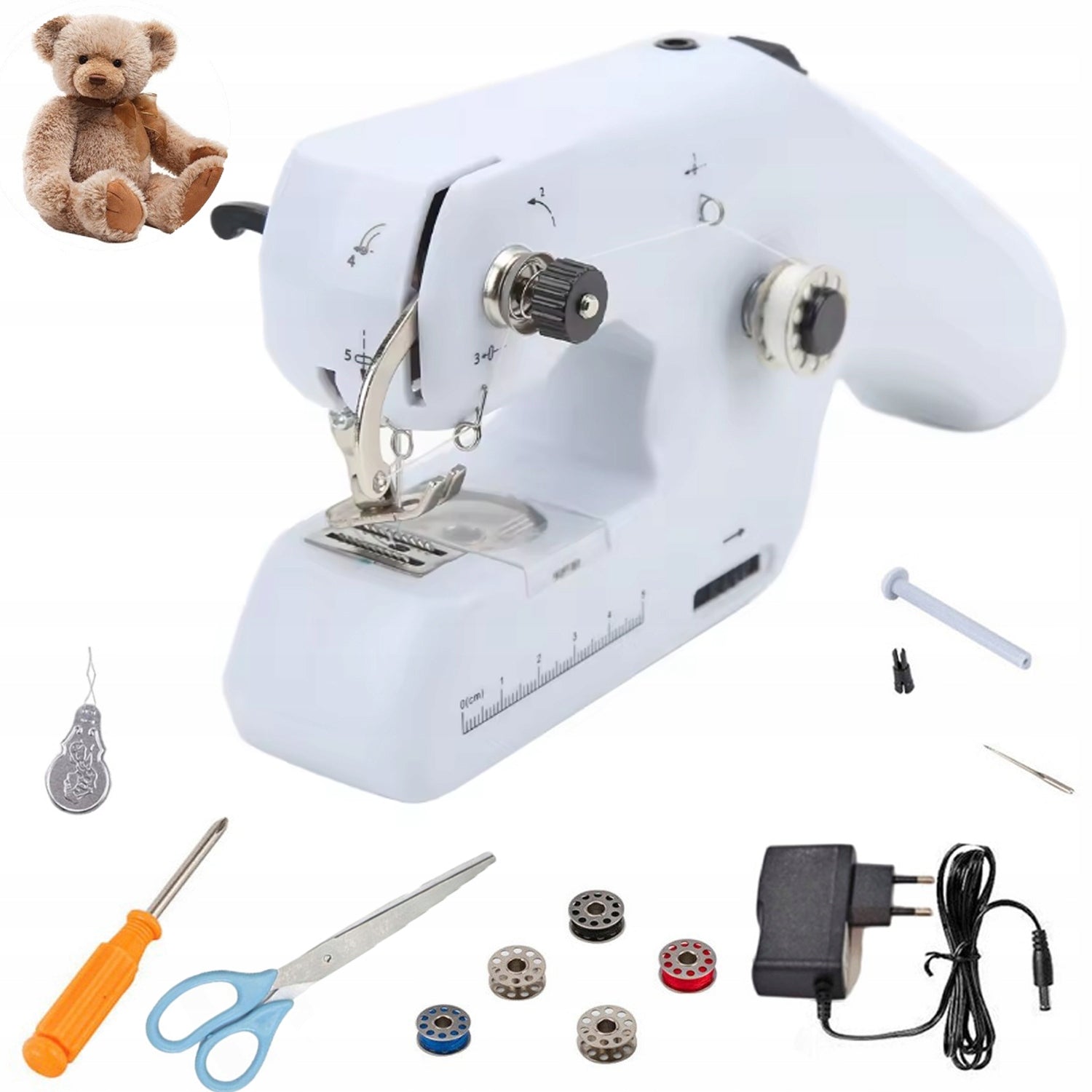 SEWING MACHINE MINI HANDHELD PORTABLE FOR BATTERY TRAVEL NEEDLE 5x coils