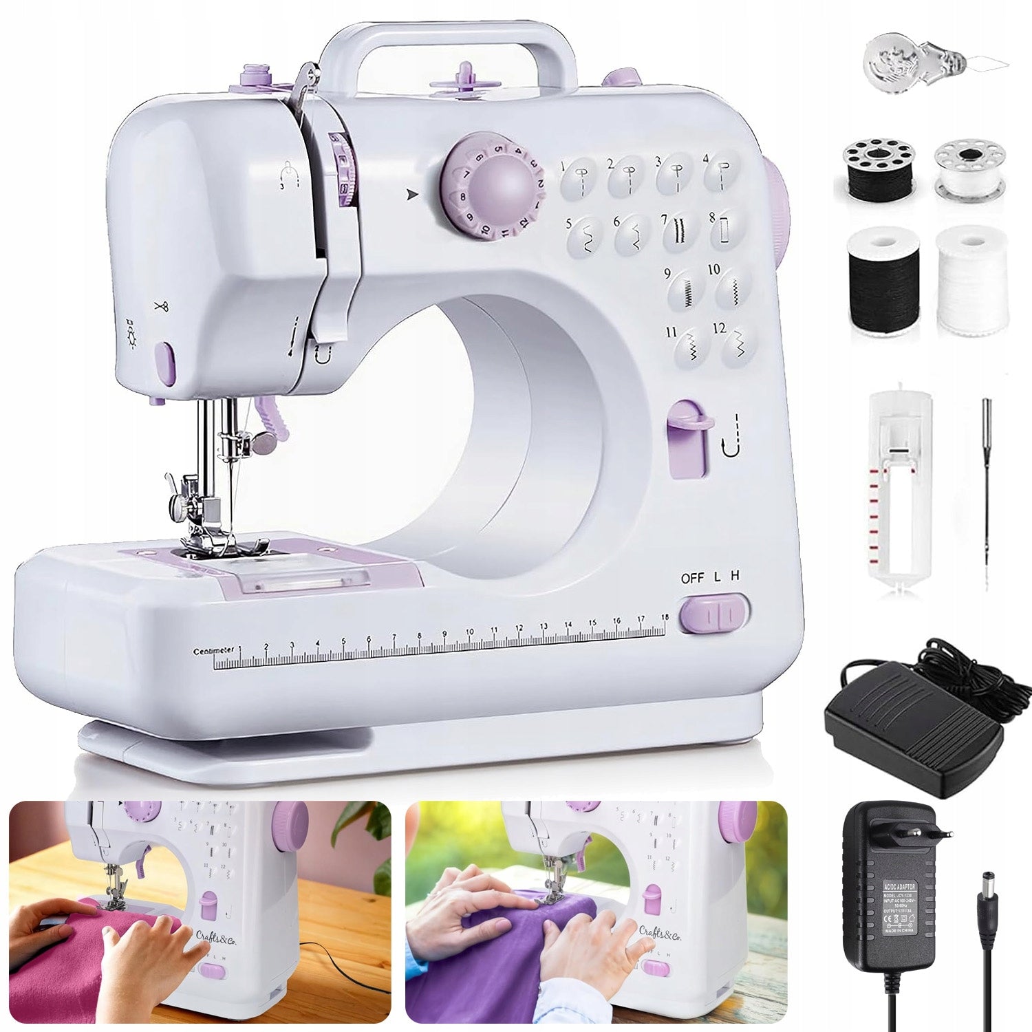 SEWING MACHINE MINI PORTABLE MECHANICAL 12 STITCHES ACCESSORIES + FREEBIES