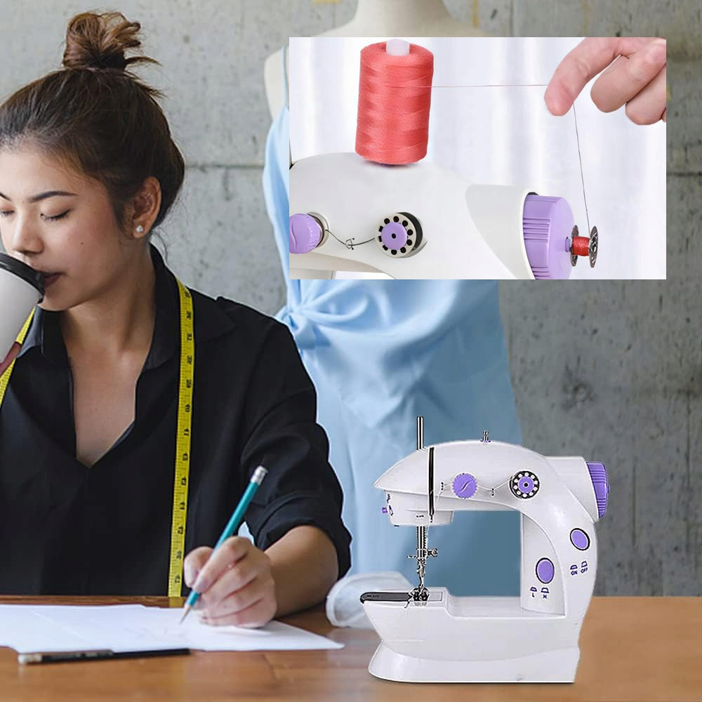 SEWING MACHINE PORTABLE MINI BACKLIT 2 MODES HIGH QUALITY Dominant color white