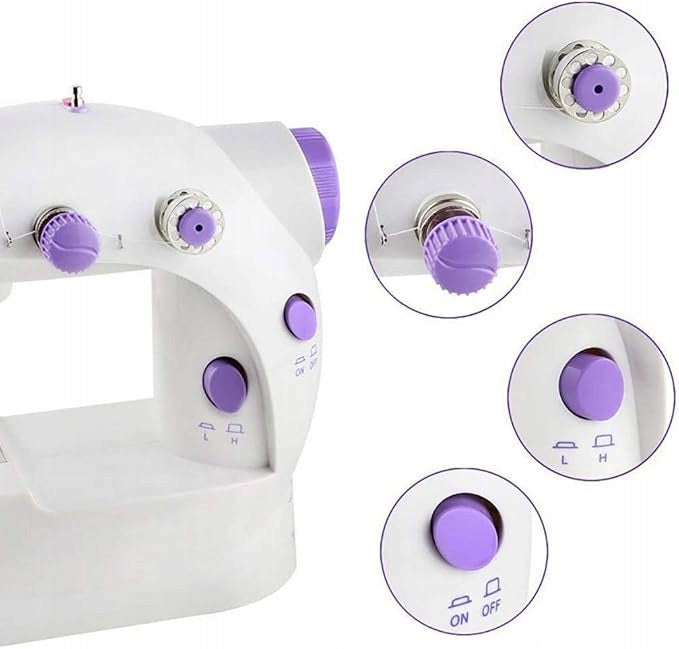 SEWING MACHINE PORTABLE MINI SET FOR BEGINNERS SMALL 2 MODES Dominant color white
