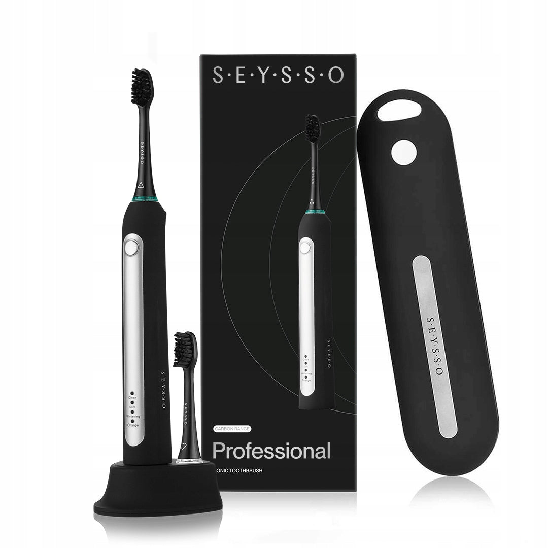 SEYSSO PROFESSIONAL SONIC TOOTHBRUSH 2x TIPS + CASE NEW