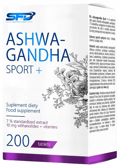 SFD ASHWAGANDHA SPORT+ 200TAB STRESS RELAXATION CALCIUM B6 B12 RELAXATION CALM NERVES Expiration date not specified