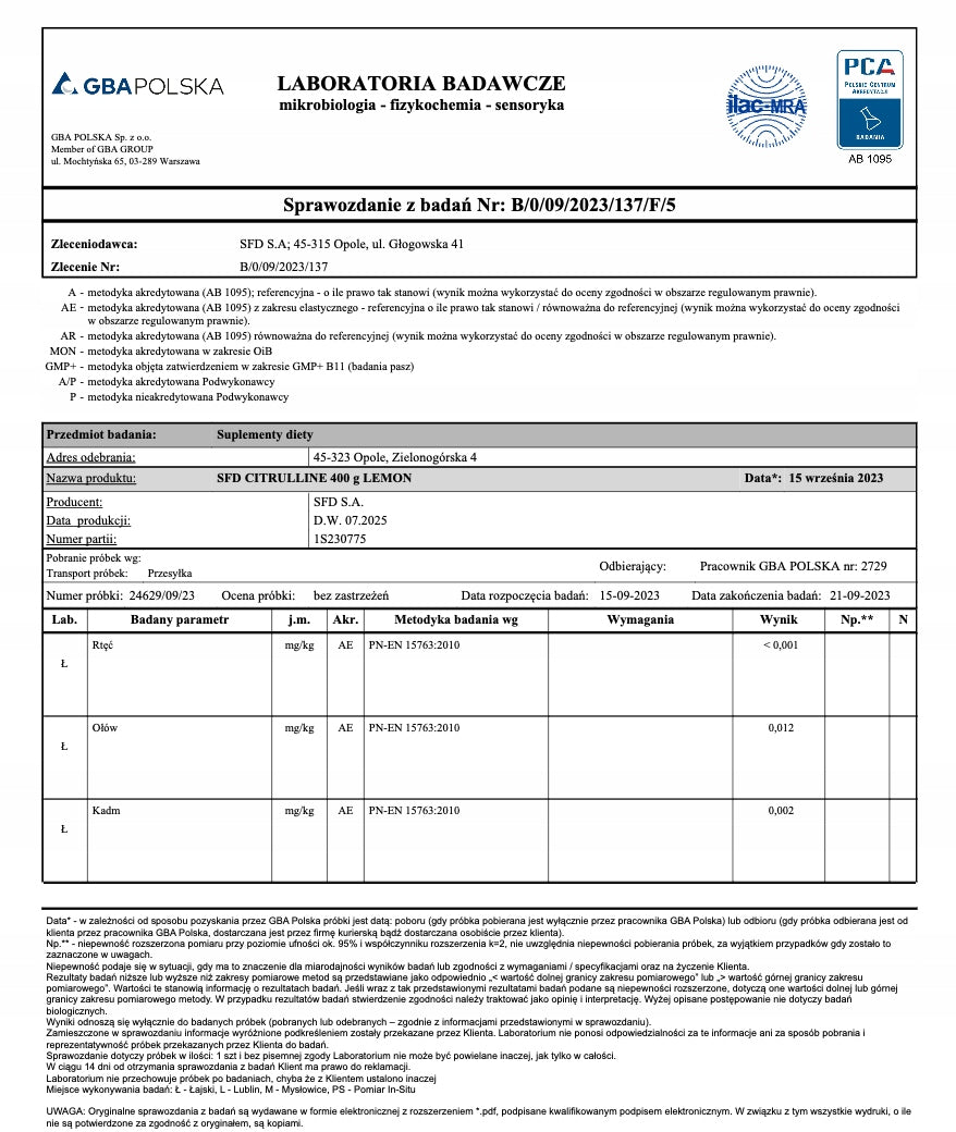 SFD CITRULLINE 400G CITRULLINE MALATE CITRULLINE PRE-WORKOUT MUSCLE Expiration date at least 1 month from the date of purchase