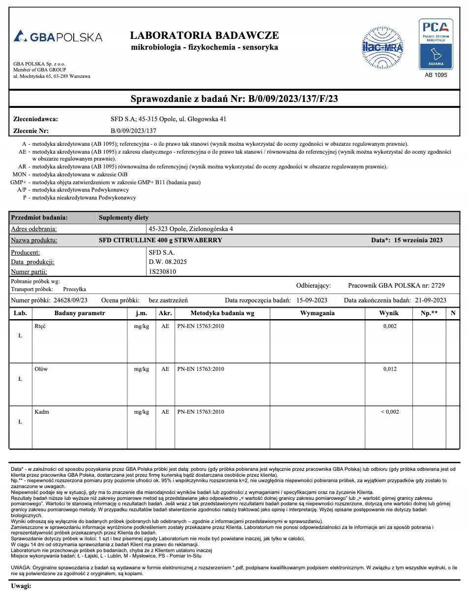 SFD CITRULLINE 400g CITRULLINE MALATE CITRULLINE STIMULATION MUSCLE ENERGY Expiration date at least 1 month from the date of purchase