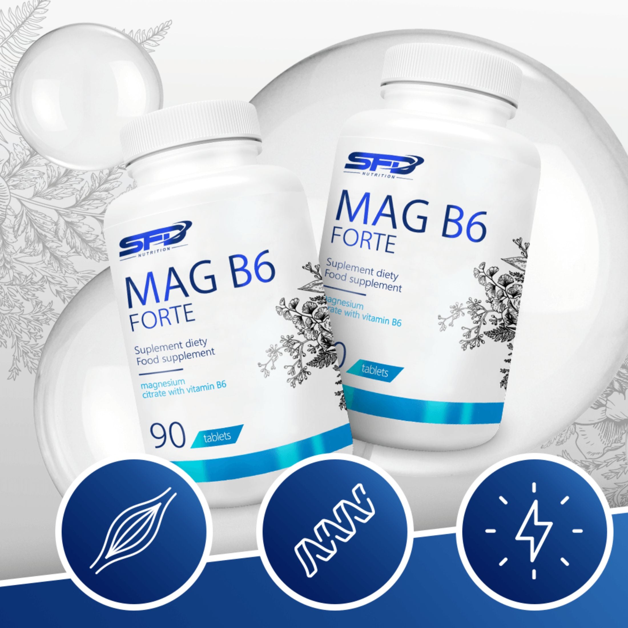 SFD MAG B6 forte for muscle support, concentration and immunity 90 tablets Brand SFD