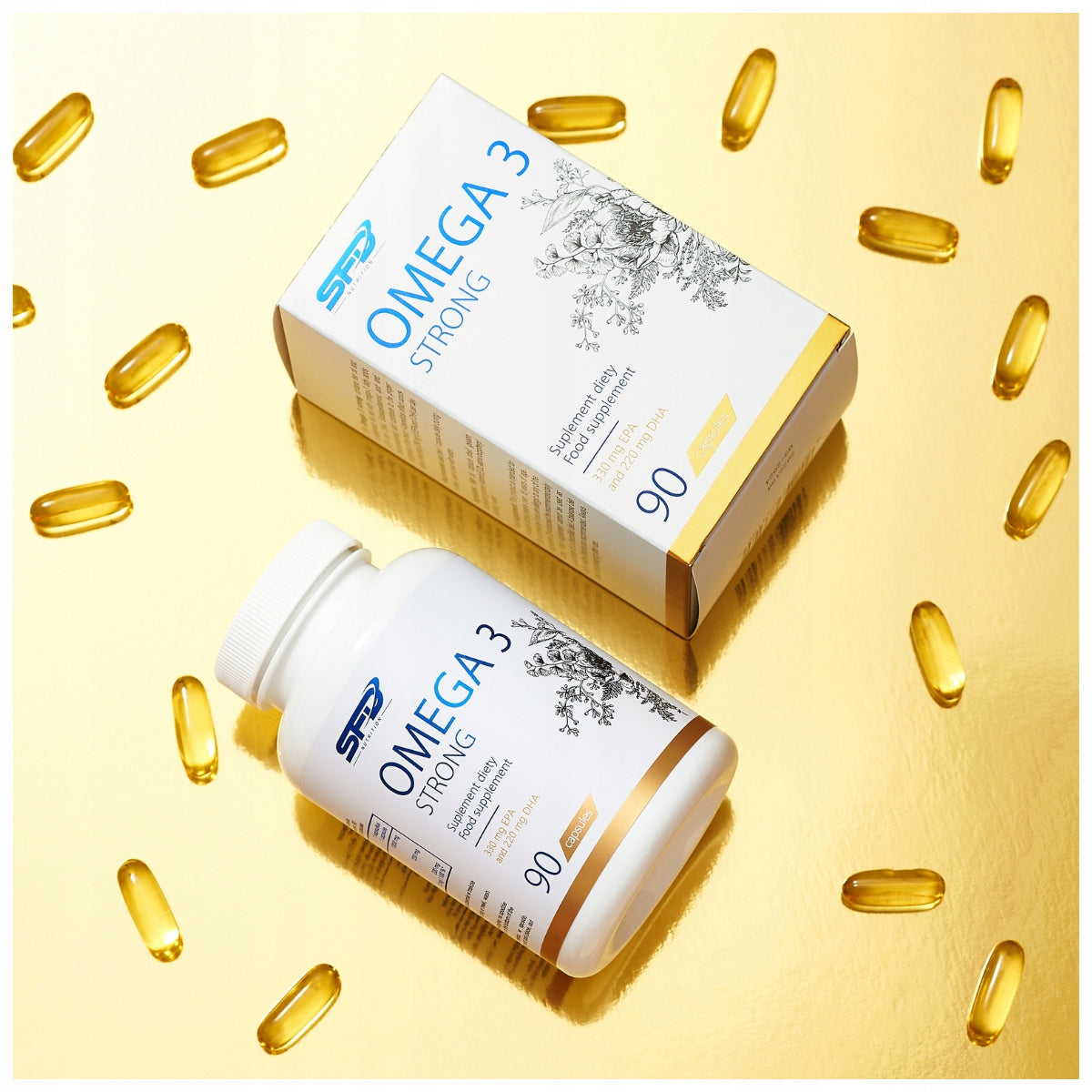 SFD OMEGA 3 STRONG 90 CAPSULES 330 EPA + 220 DHA + VITAMIN E VISION HEART Packaging status original