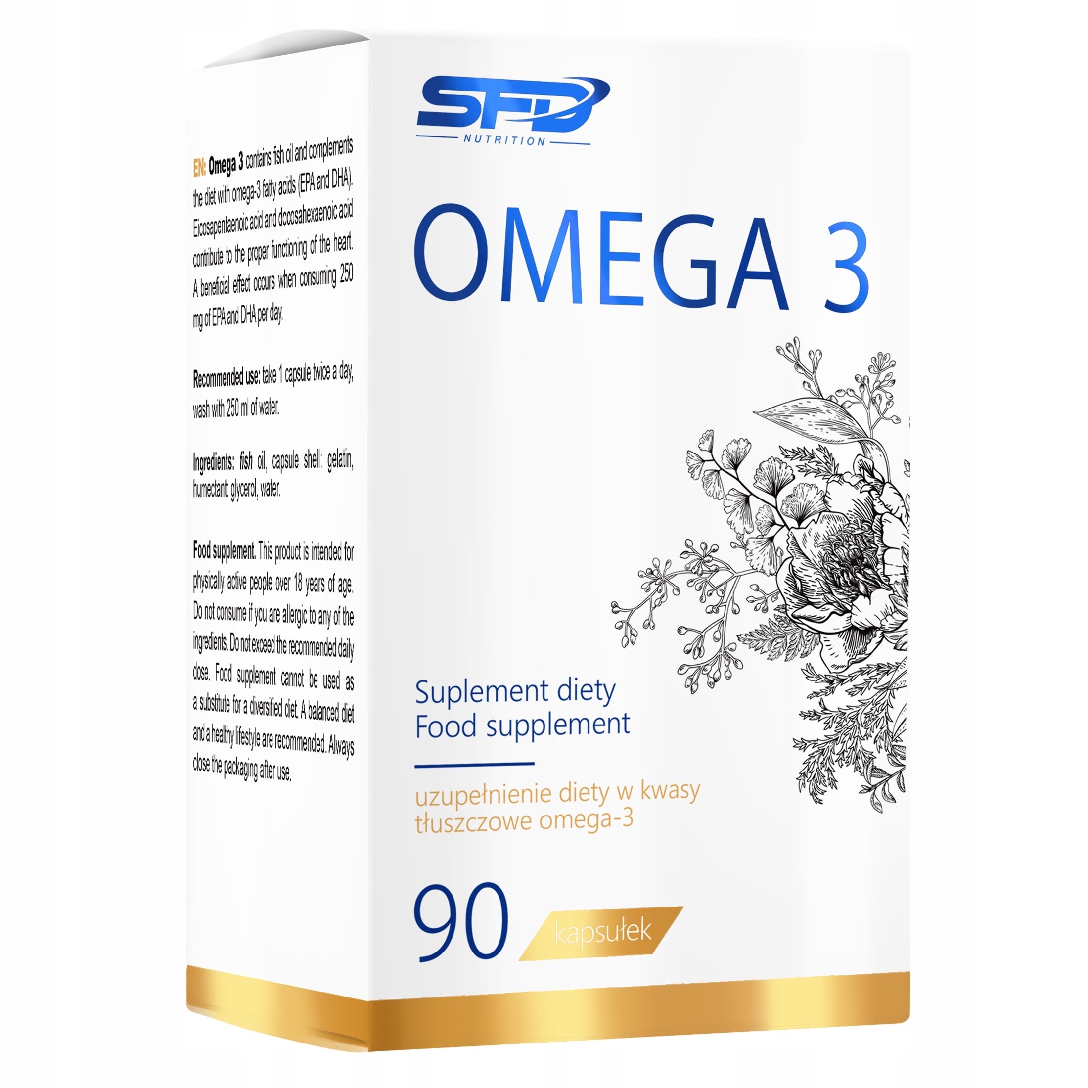 SFD Omega 3 Strong 90 Caps. for Heart, Brain and Vision Support EPA and DHA Packaging status original