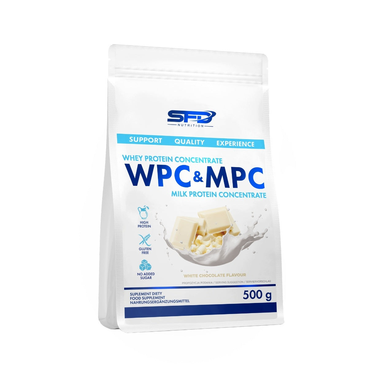 SFD PROTEIN WPC & MPC 500 G WHITE CHOCOLATE CONCENTRATE PROTEIN AND MILK