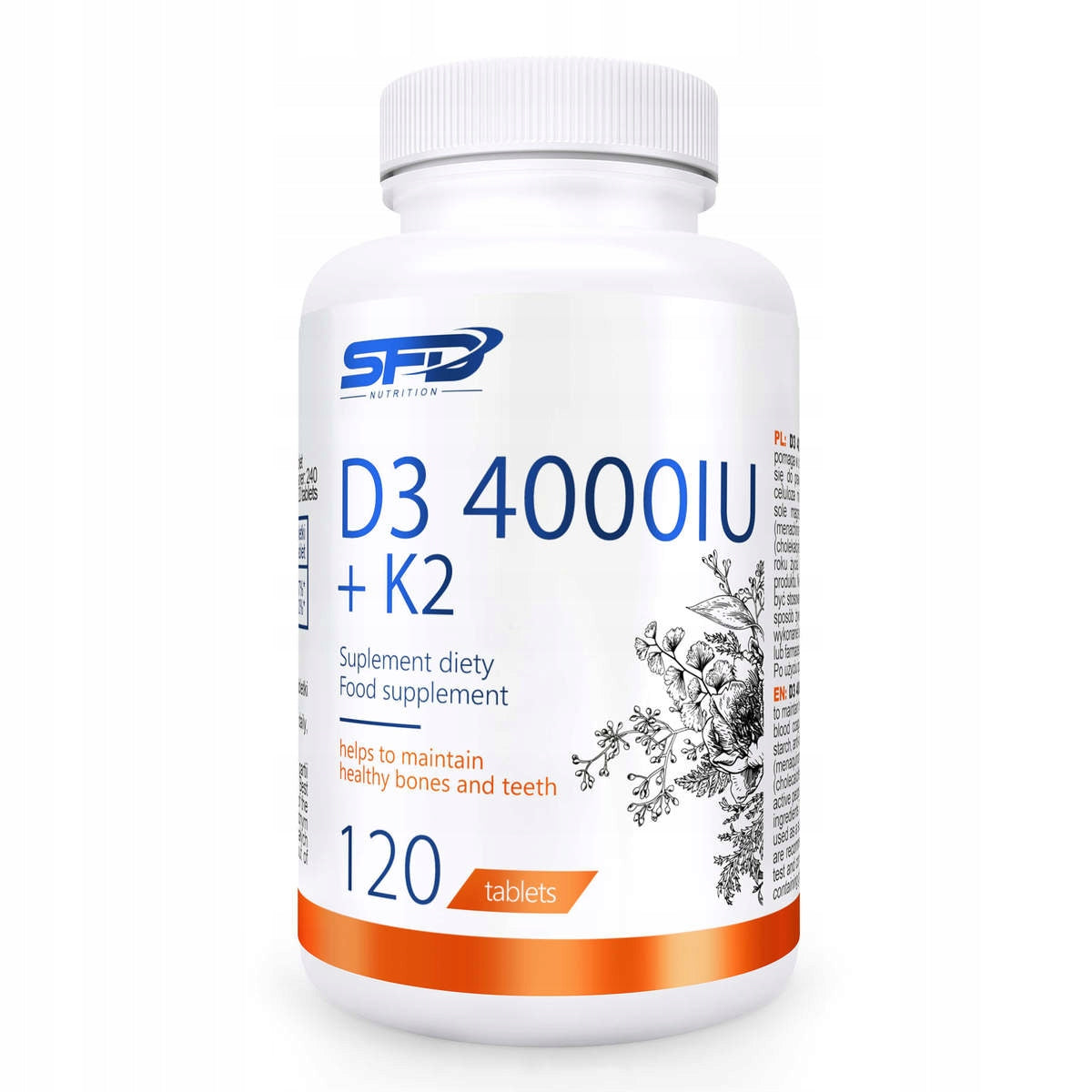 SFD VITAMIN D3 4000 + K2 MK-7 120TAB IMMUNITY BONE FATIGUE TEETH JOINTS