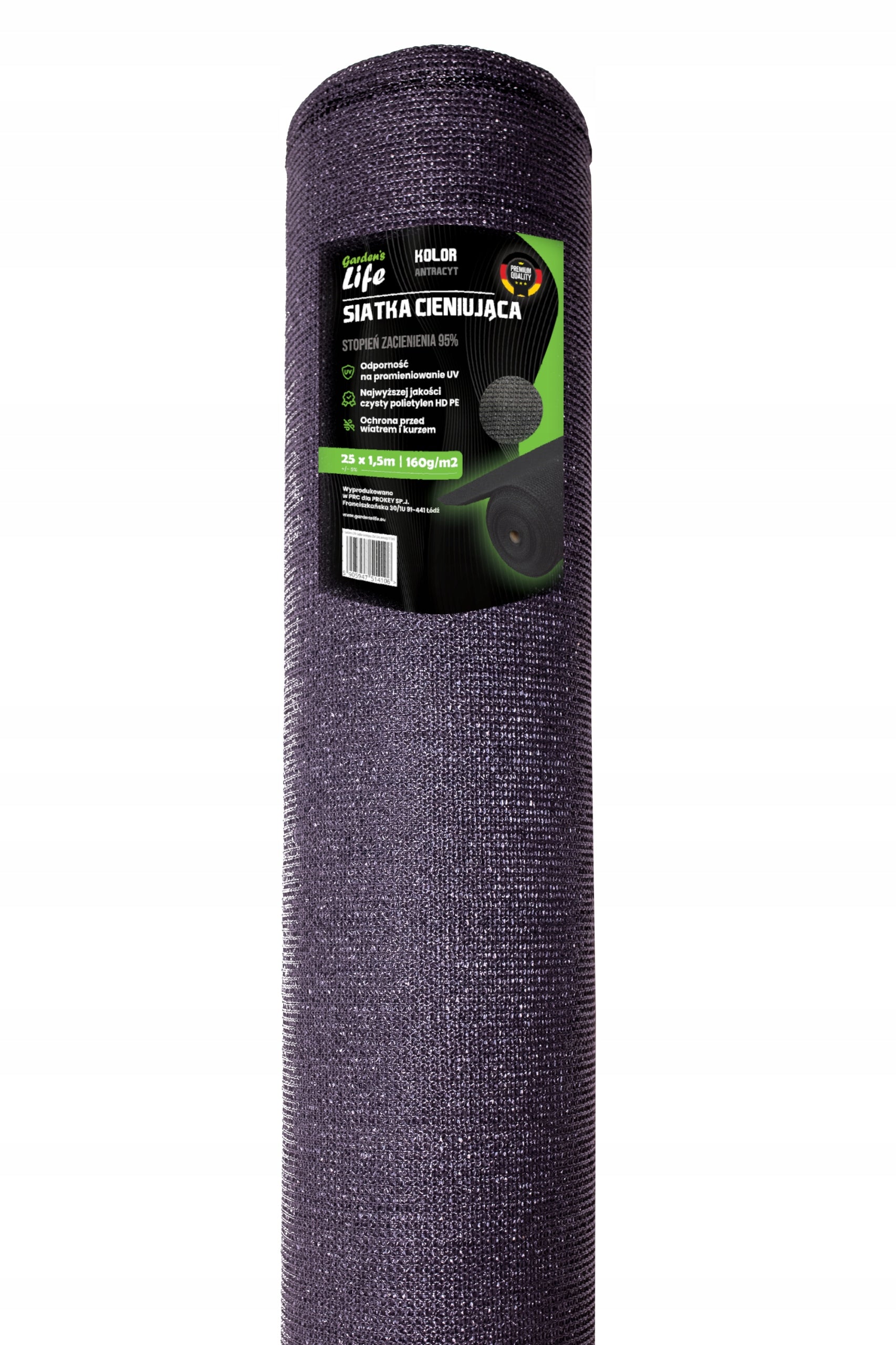 SHADING MESH 1,5x5m; 160g/m2 ANTHRACITE 95% MASKING FENCE BALCONY Height 1.5 m