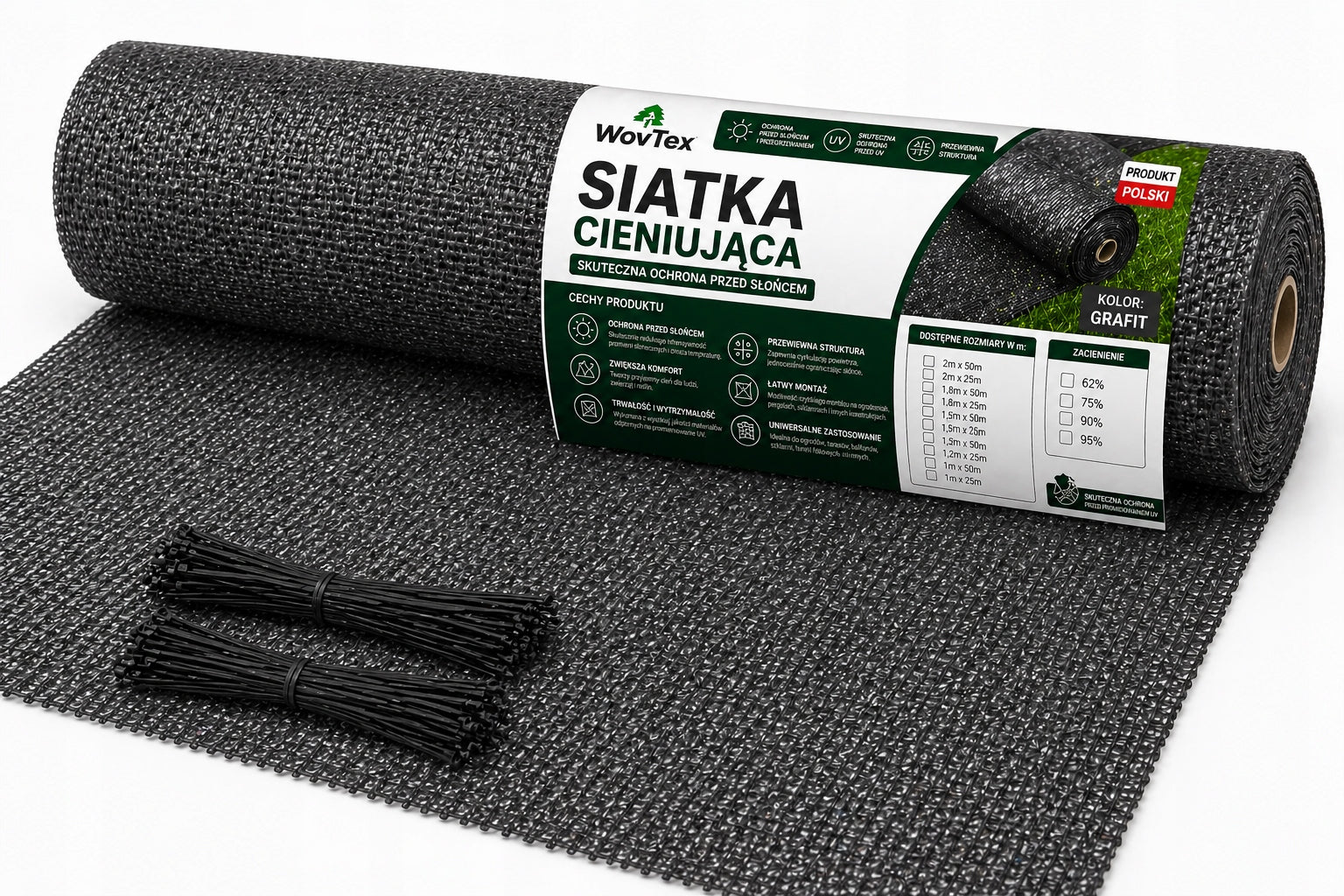 SHADING MESH 90% 1,2x25m MAT FENCE COVER UV+ GRAPHITE