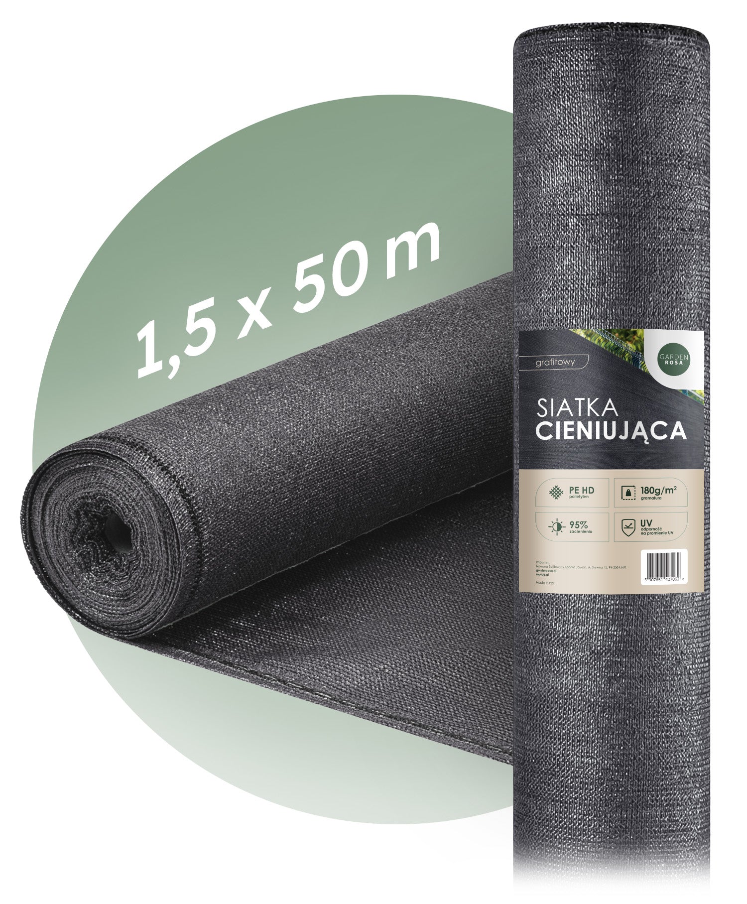 SHADING MESH 95% UV MASKING COVER 1,5x50m 180g/m FOR FENCE Manufacturer code SIA/180/150#50#SZA/X