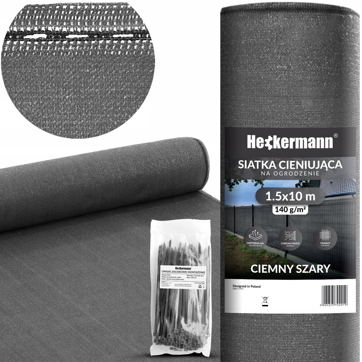 SHADING MESH MASKING 90% FOR FENCE UV SHIELDING FENCE 1,5x10m 140g