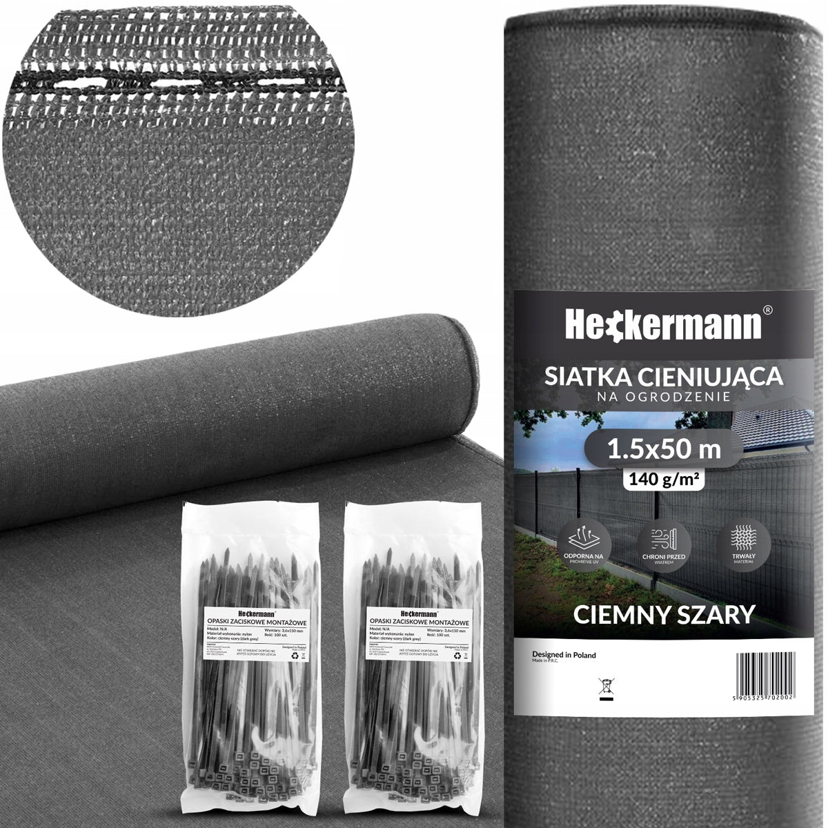 SHADING MESH MASKING 90% FOR FENCE UV SHIELDING FENCE 1,5x50m 140g