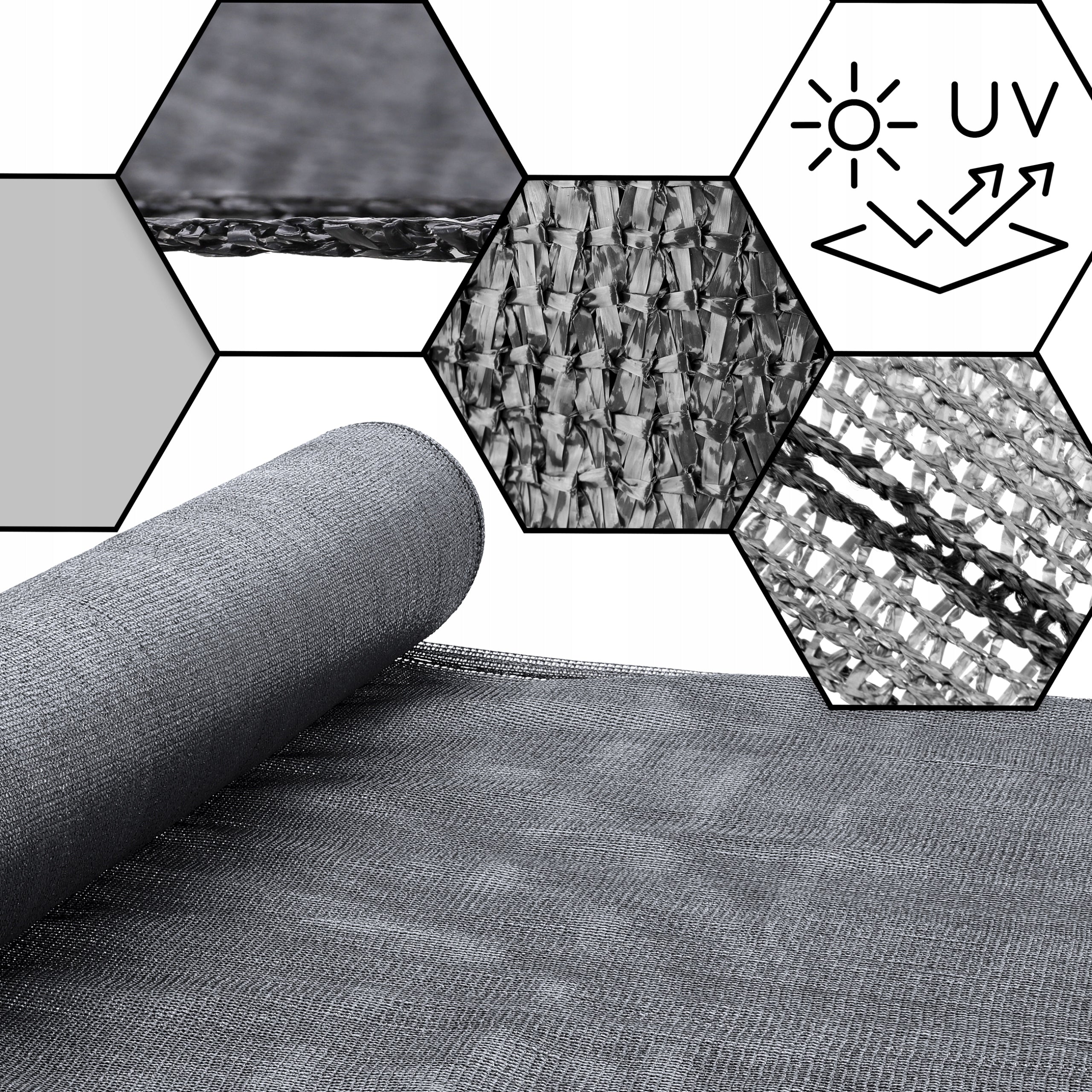 SHADING MESH UV masking GRAPHITE 90% 1,5x25m Manufacturer code Siatka szara 90% 150cm x 25m