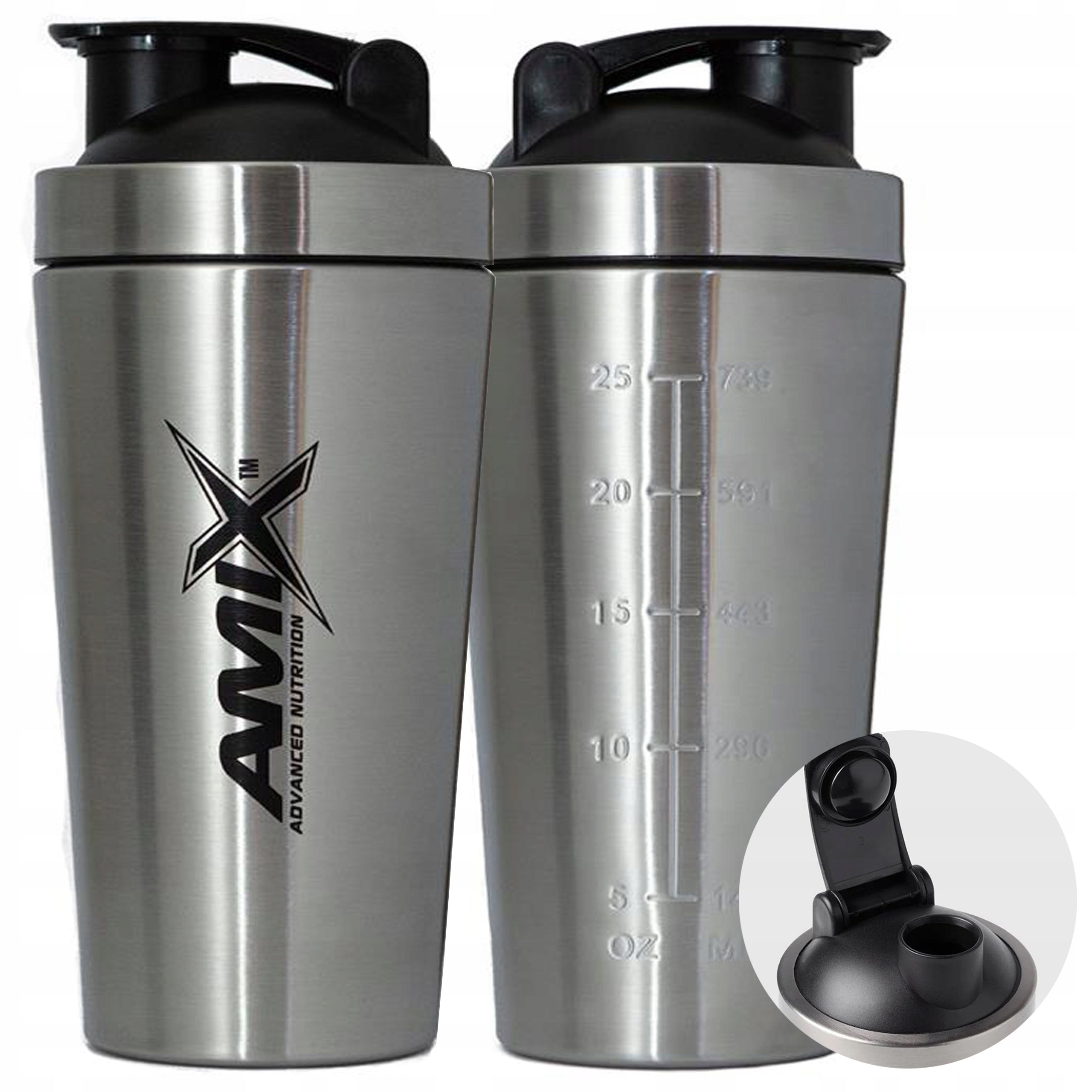 SHAKER shaker for protein supplements metal steel - stainless steel LARGE