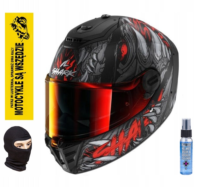 SHARK INTEGRAL HELMET SPARTAN RS SHAYTAN BLACK RED GREY MAT L + FREEBIES