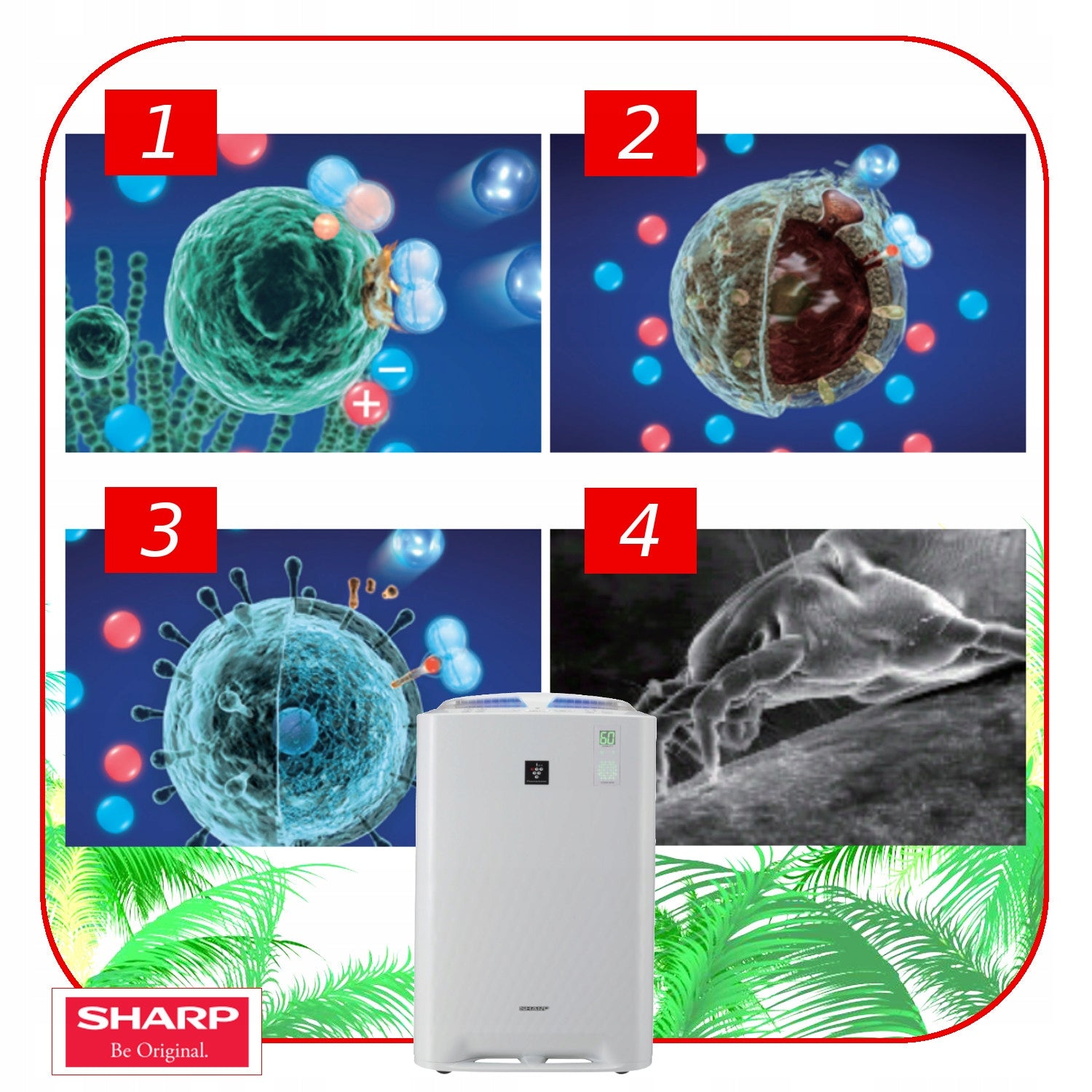 SHARP AIR PURIFIER HUMIDIFIER KCA50EUW HEPA POWERFUL SILENT IONIZATION Dominant color white