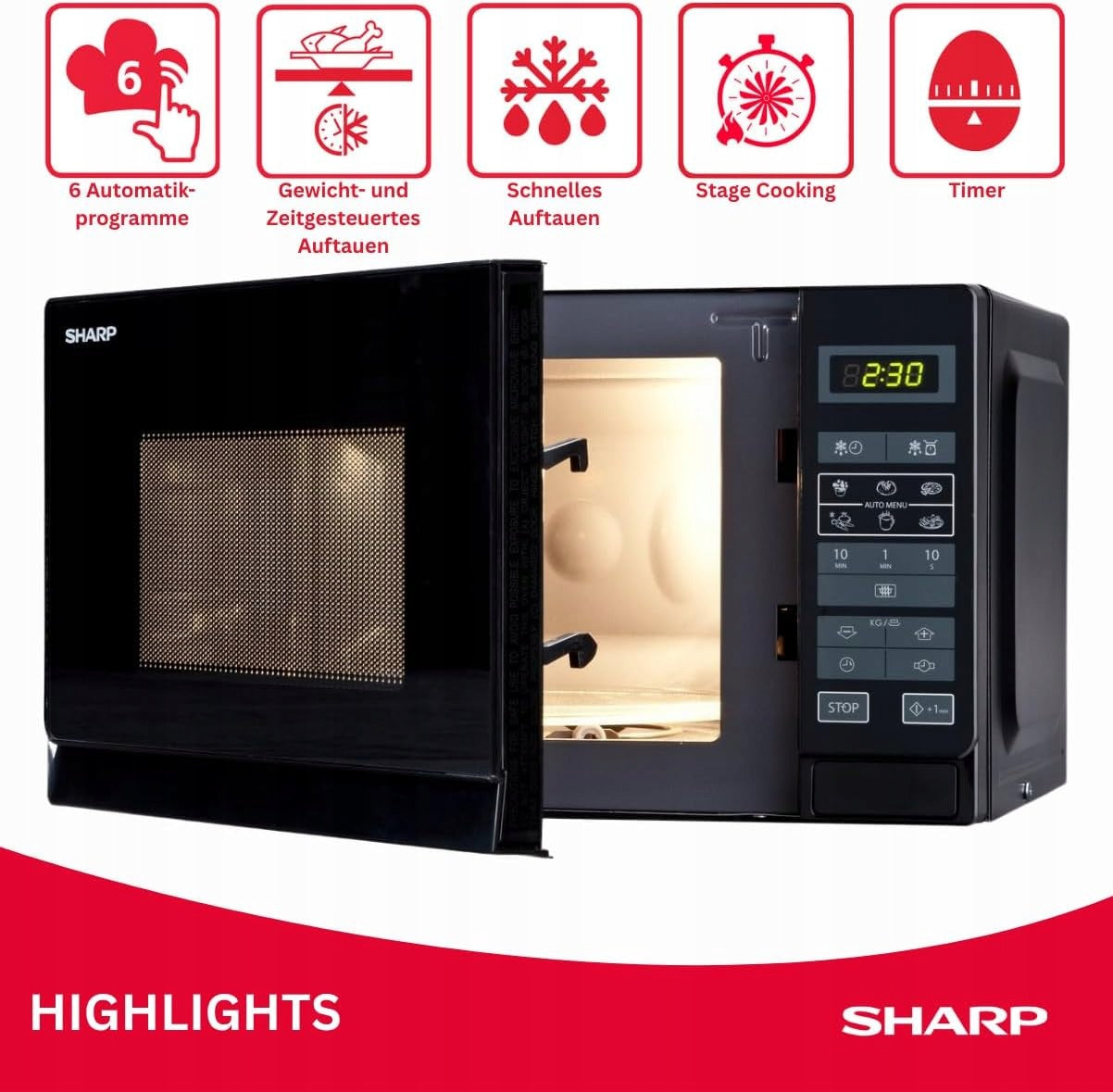 SHARP Microwave Oven R242BKW 20L 800W Freestanding Grill Black Touch Model R-242 BKW