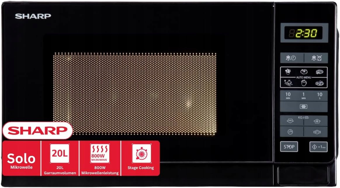 SHARP Microwave Oven R242BKW 20L 800W Freestanding Grill Black Touch