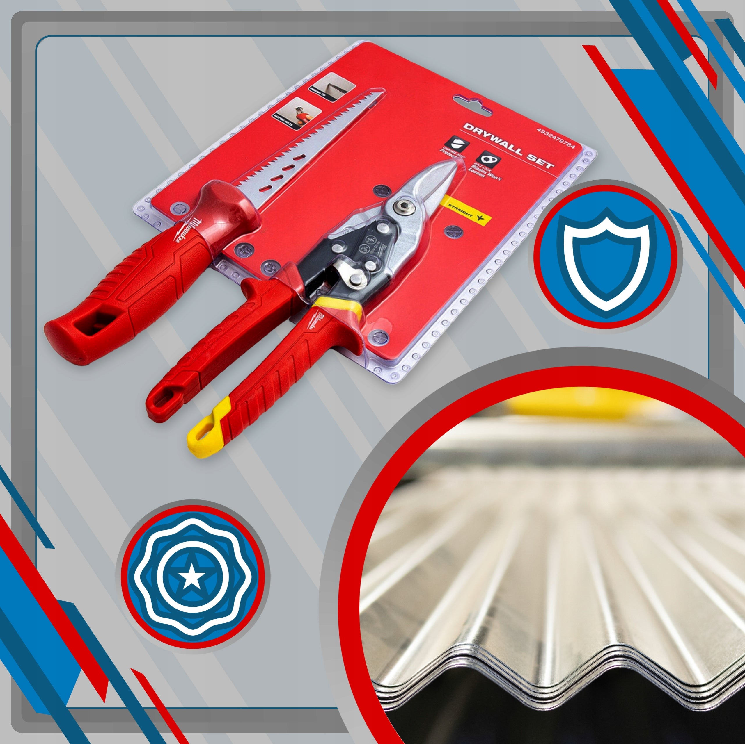 SHEARS FOR CUTTING SHEET METAL STRAIGHT + SAW KNIFE GK MILWAUKEE SET Product weight with unit packaging 1 kg