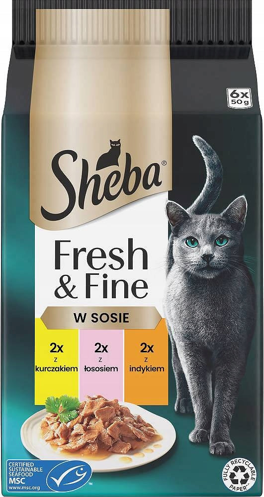 SHEBA MINI in sauce with chicken, salmon, turkey sachets - 6x50g
