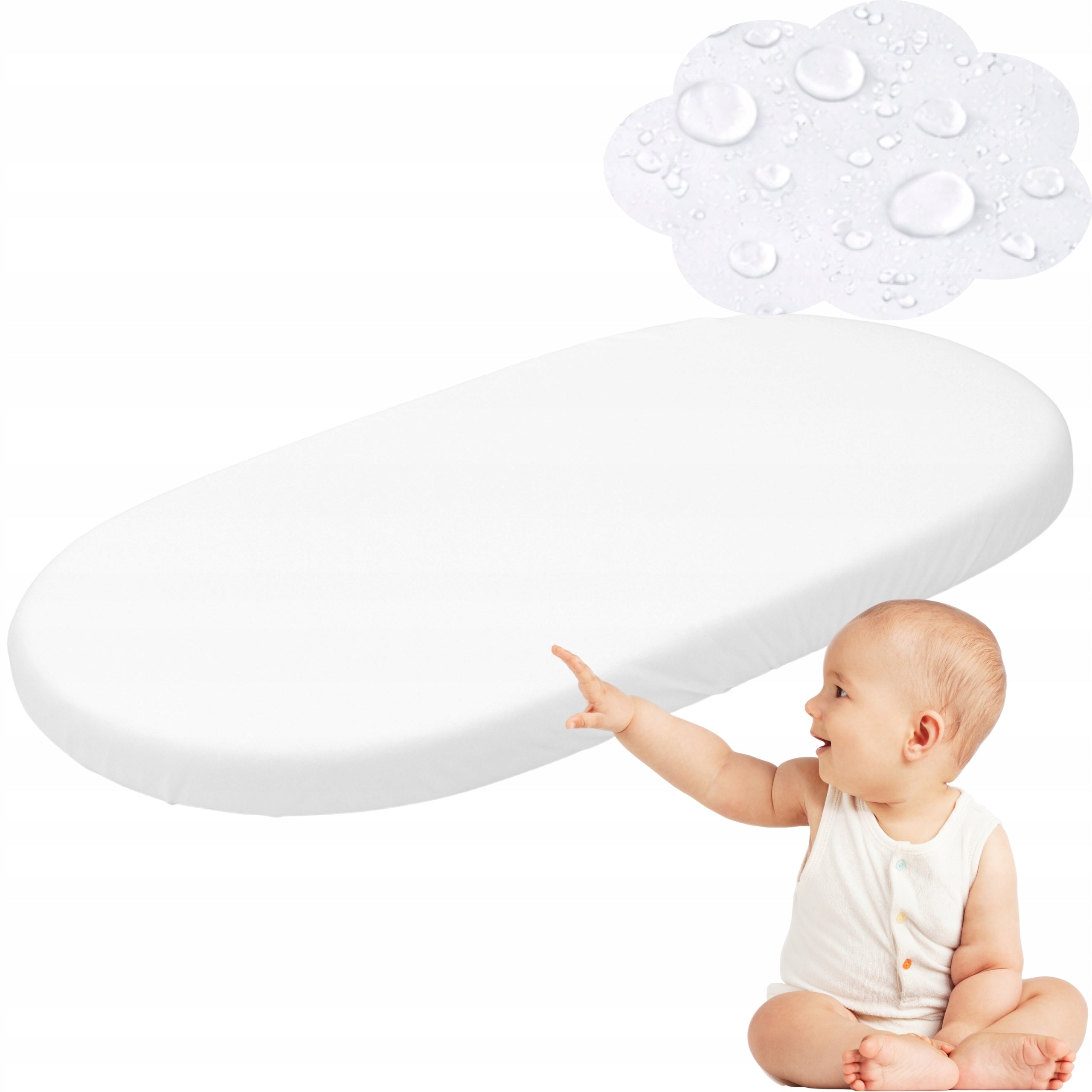 SHEET FOR STROLLER WATERPROOF WHITE 80X35 WITH ELASTIC BAND 2026