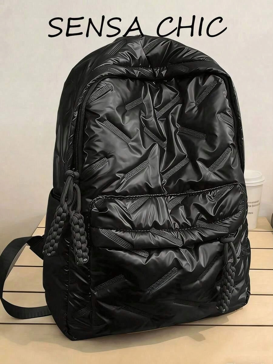SHEIN BLACK CASUAL BACKPACK 29X13X40CM Color black