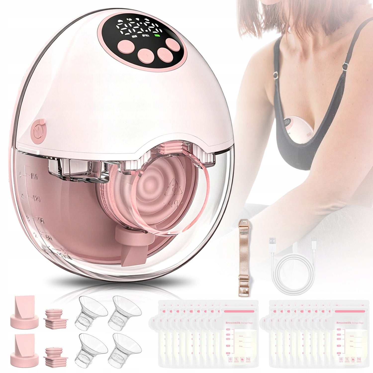 SHELL BREAST PUMP ELECTRIC MASSAGE WIRELESS 12 SUCTION LEVELS 1200MAH