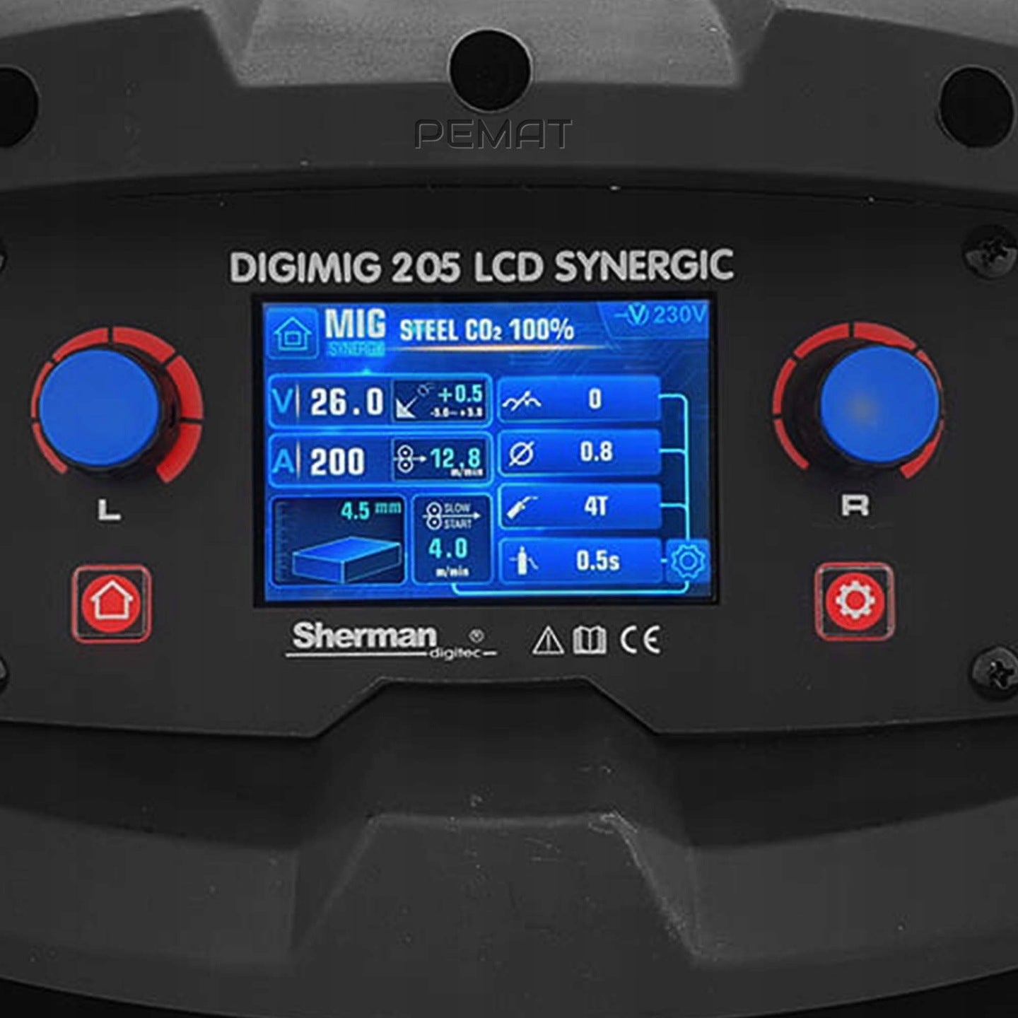 SHERMAN 205 LCD SYNERGIC MIG MAG MMA TIG FLUX 200A 230V set of 4 Manufacturer code Spawarka Synergiczna DIGIMIG LCD 205 RSH2