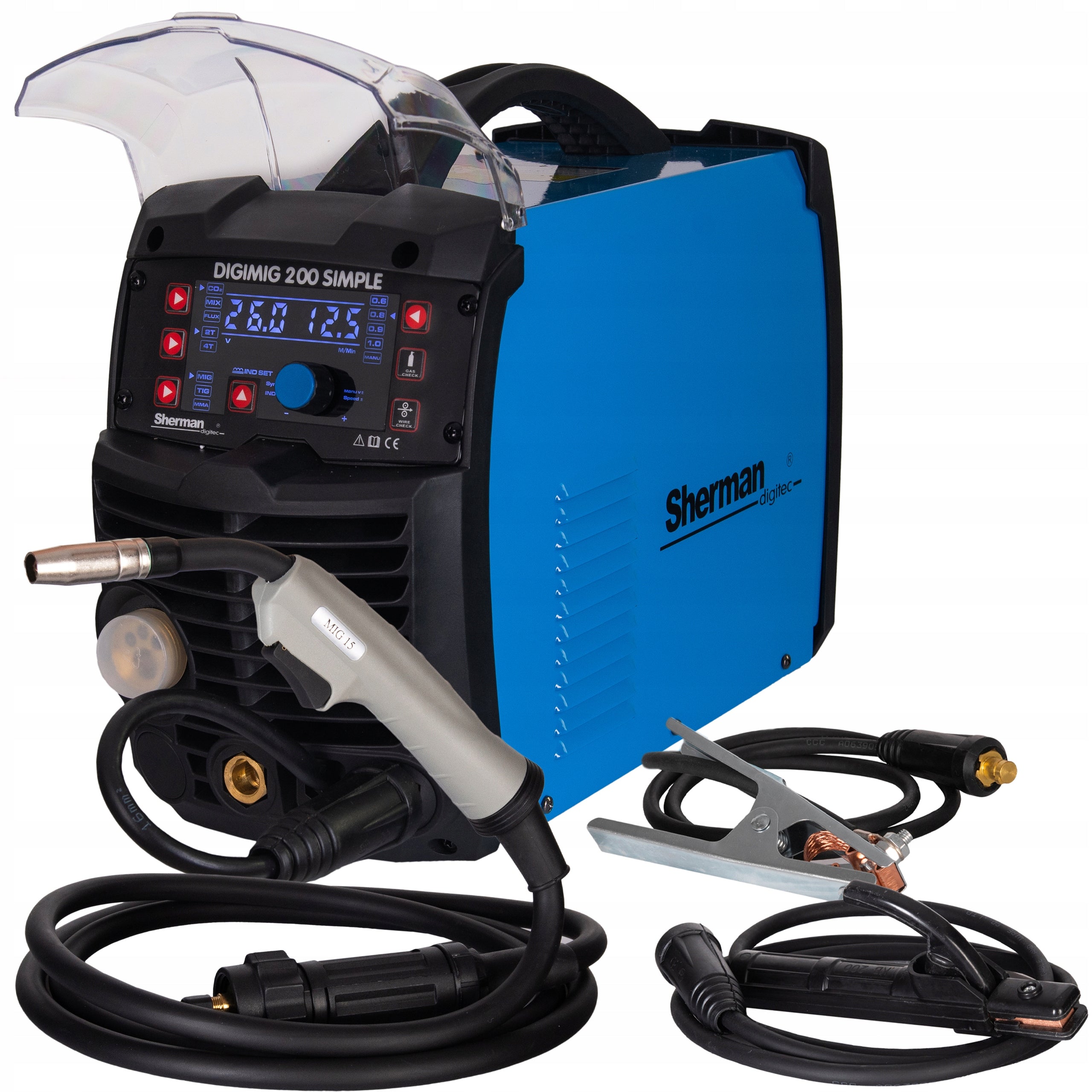 SHERMAN DIGIMIG 200 SIMPLE MIG MMA TIG 200A 230V IGBT 3IN1 MIGOMAT WELDING MACHINE