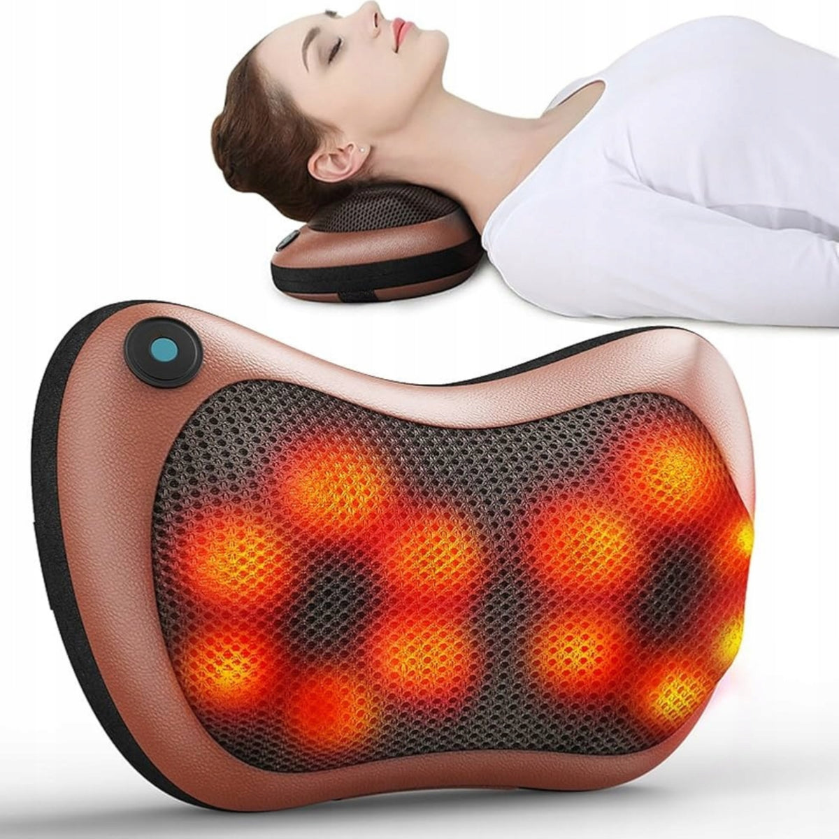 SHIATSU MASSAGE PILLOW BACK NECK MASSAGER BODY HEATING
