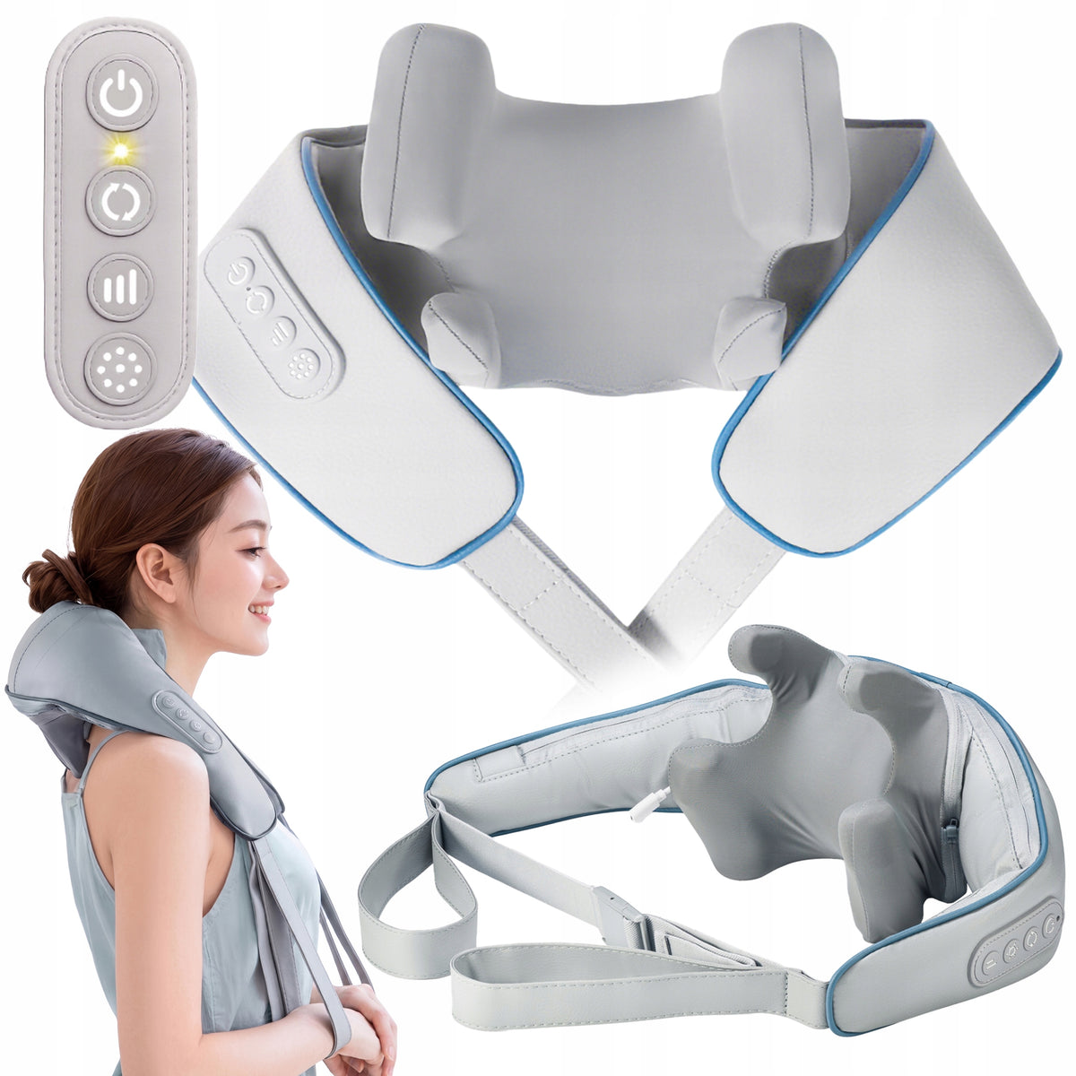 SHIATSU MASSAGER FOR NECK BACK BODY HEATED MASSAGE BELT PRO +