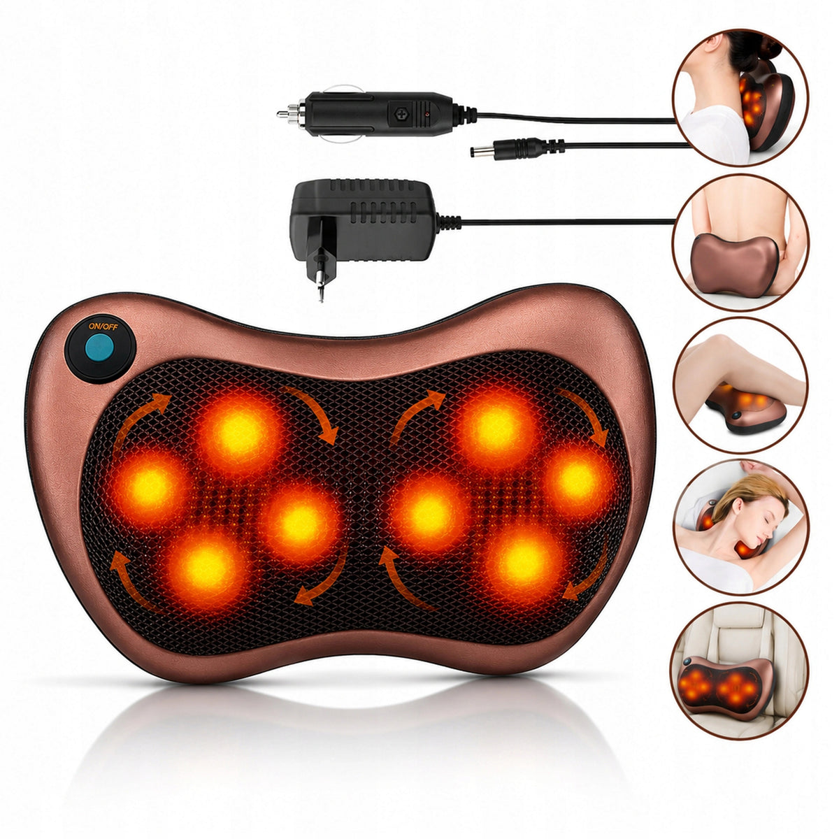 SHIATSU MASSAGER MASSAGE PILLOW FOR FOOT NECK BODY CAR CHARGER Medical device no