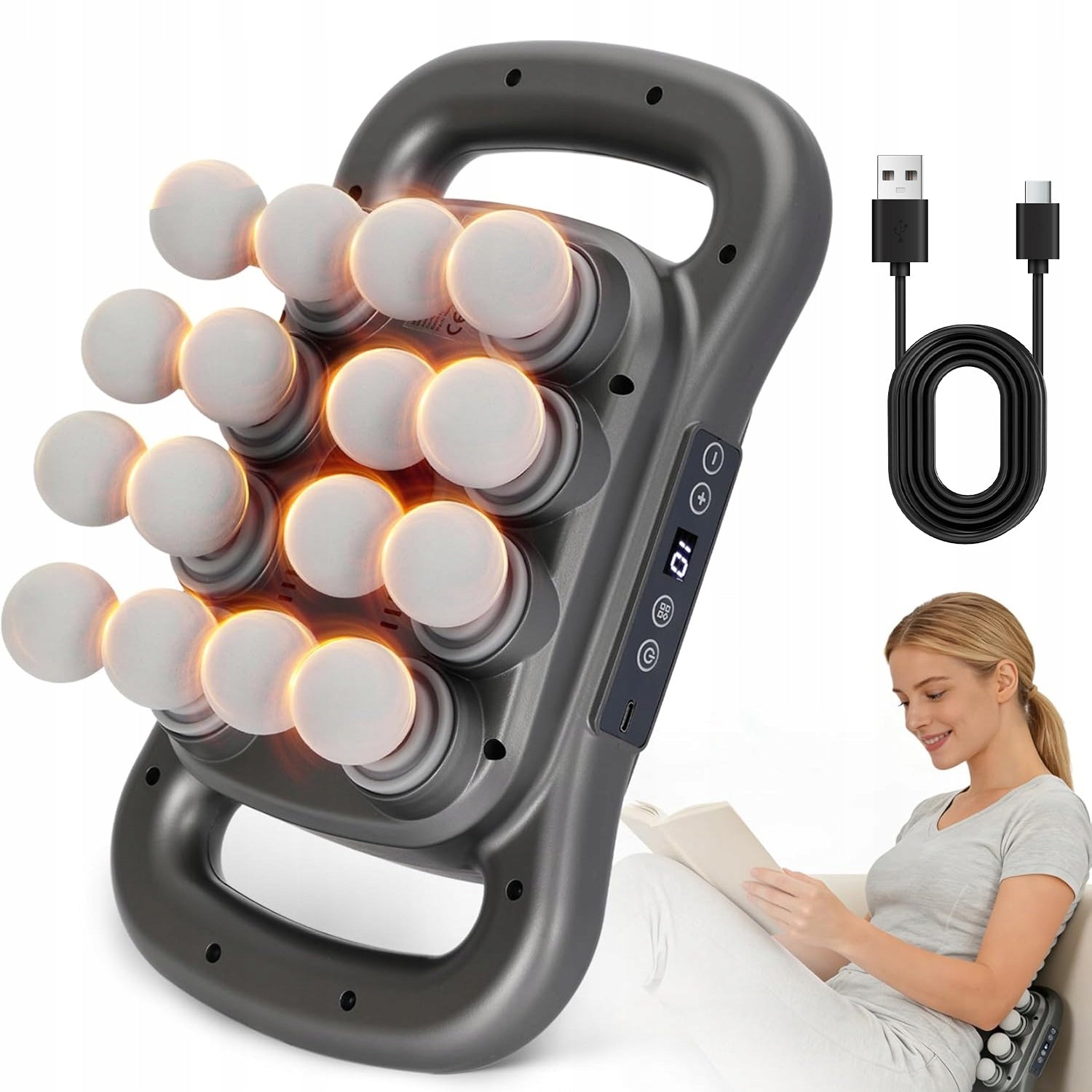 SHOCK MASSAGER 16 HEADS RED LIGHT 9 PROGRAMS 1800MAH TYPE-C