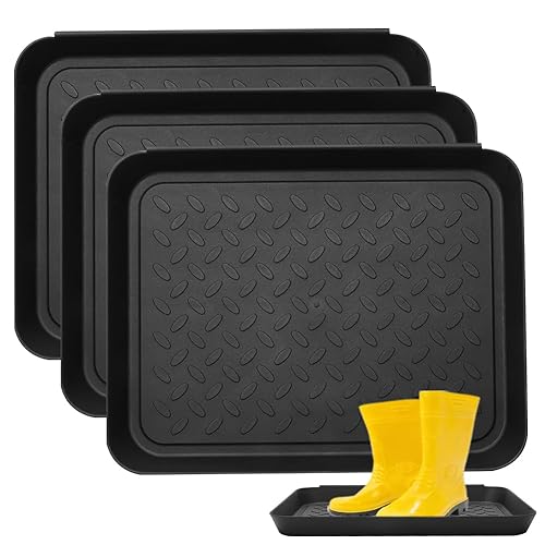 SHOE DRIP TRAY ANTI-SLIP MAT PLASTIC 35X27 SET OF 3
