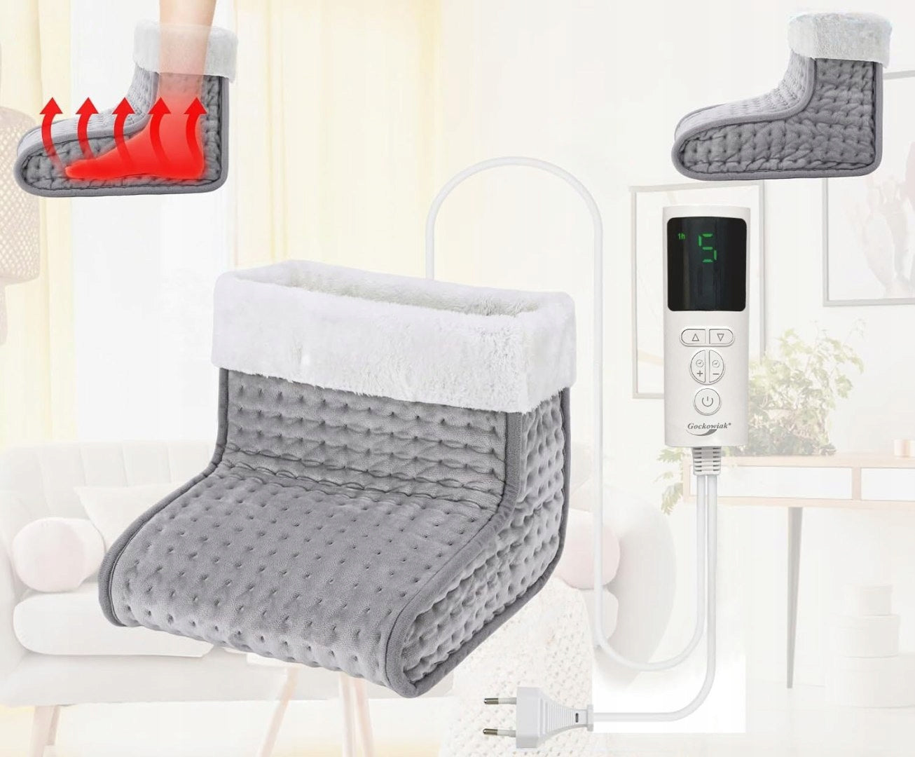 SHOE ELECTRIC FOOT WARMER LED PILOT 9 LEVELS FLEECE Medical device no