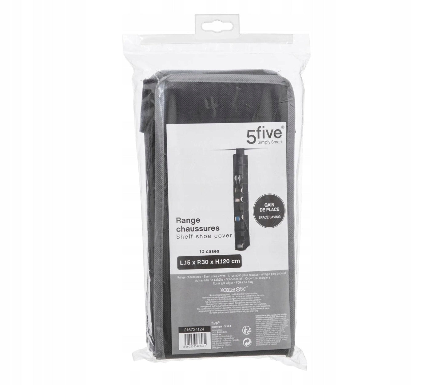 SHOE ORGANIZER 10 pockets BLACK fabric Kind wardrobe organizer