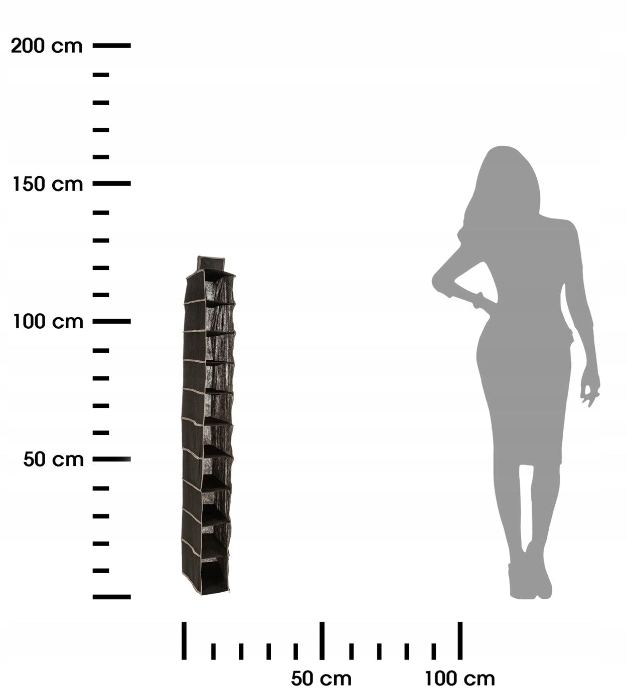 SHOE ORGANIZER 10 pockets BLACK fabric Number of pieces 1 pcs